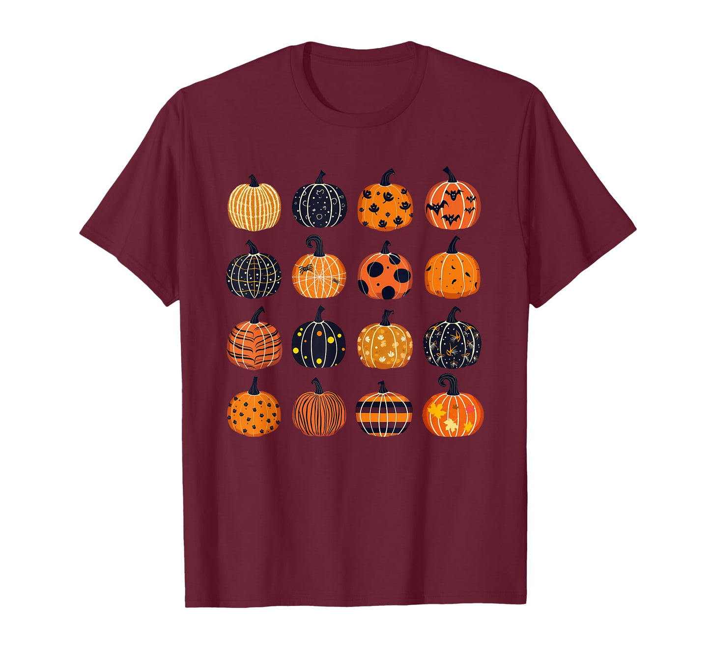 Folk Art Pumpkins Teacher Nurses Admin Witch Halloween Cute T-Shirt