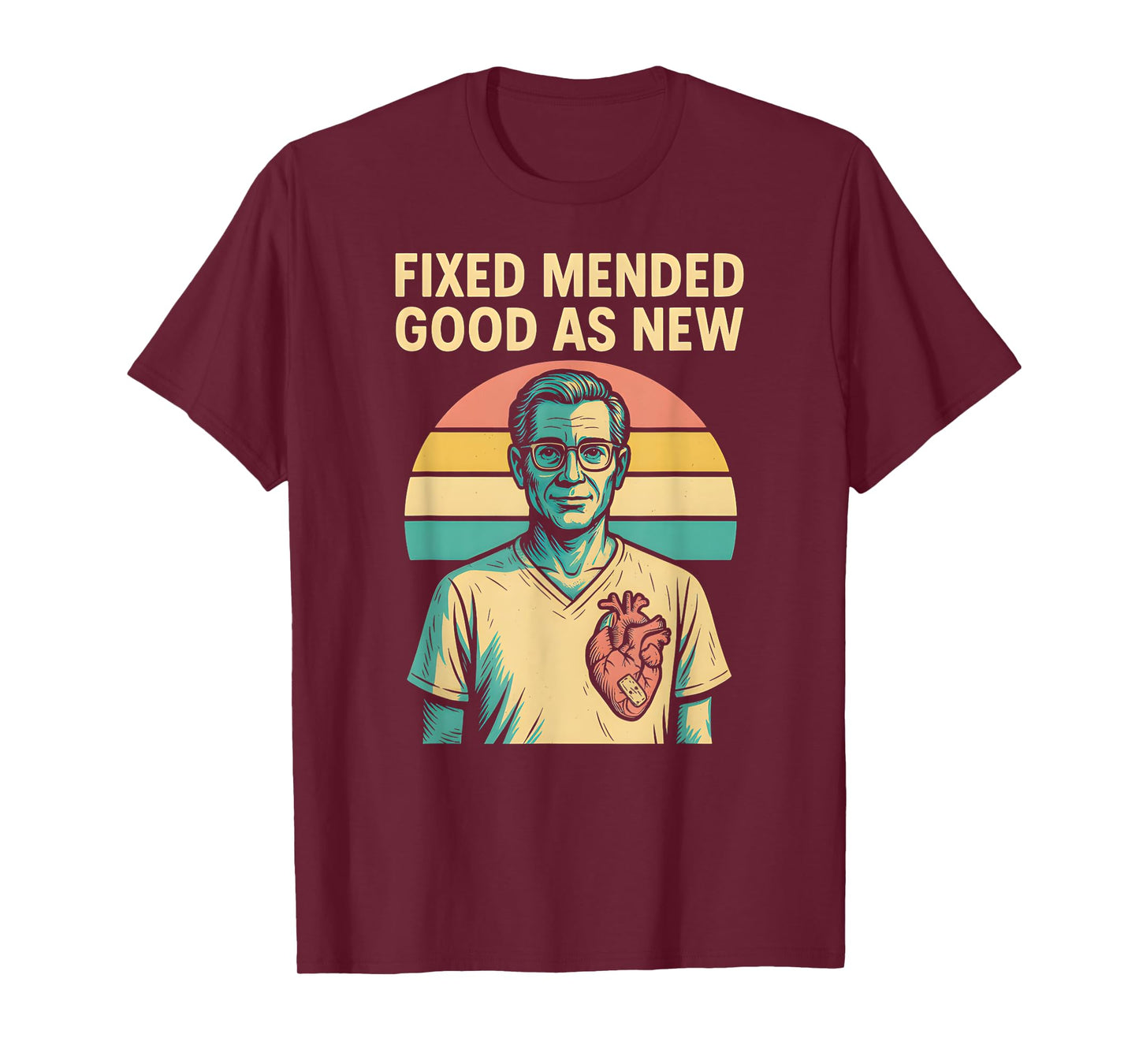 Cardiac Surgery Fixed Mended Retro Mens Get Well T-Shirt