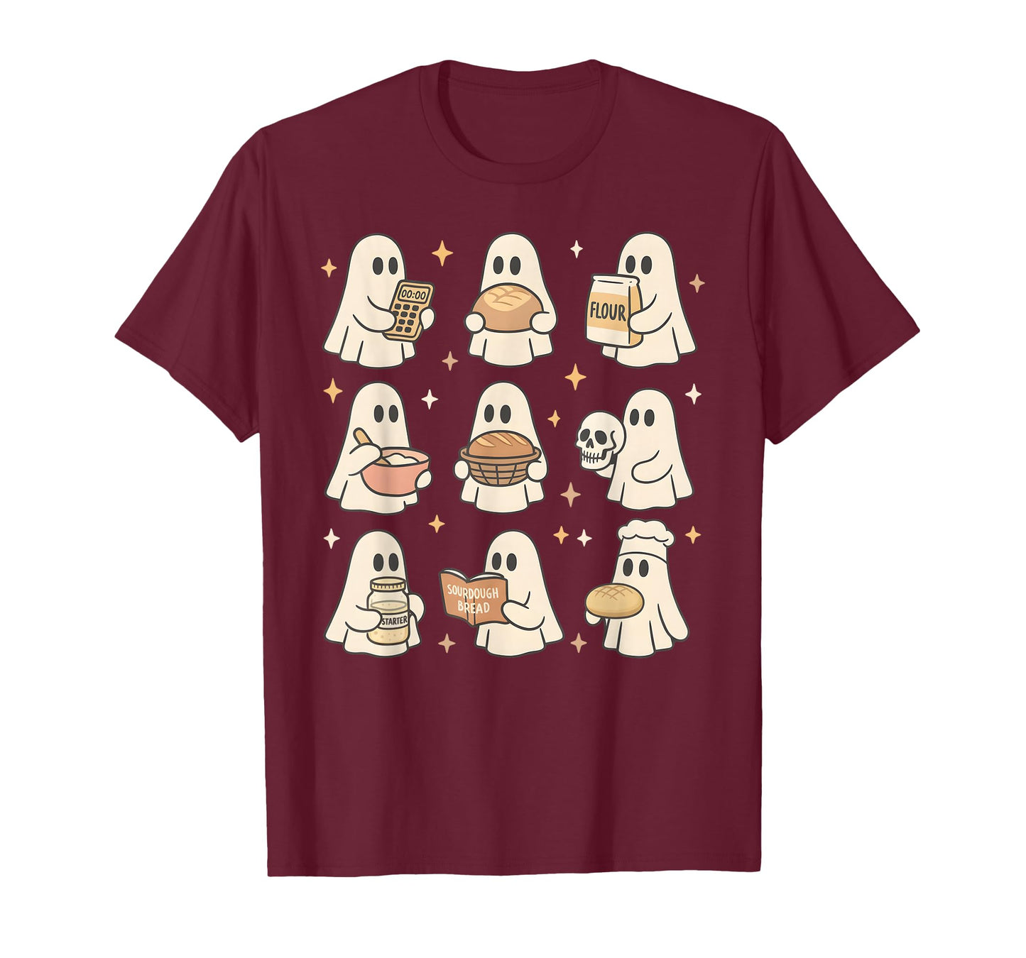 Sourdough Bread Halloween Cute Ghost Homemaker Baking Baker T-Shirt