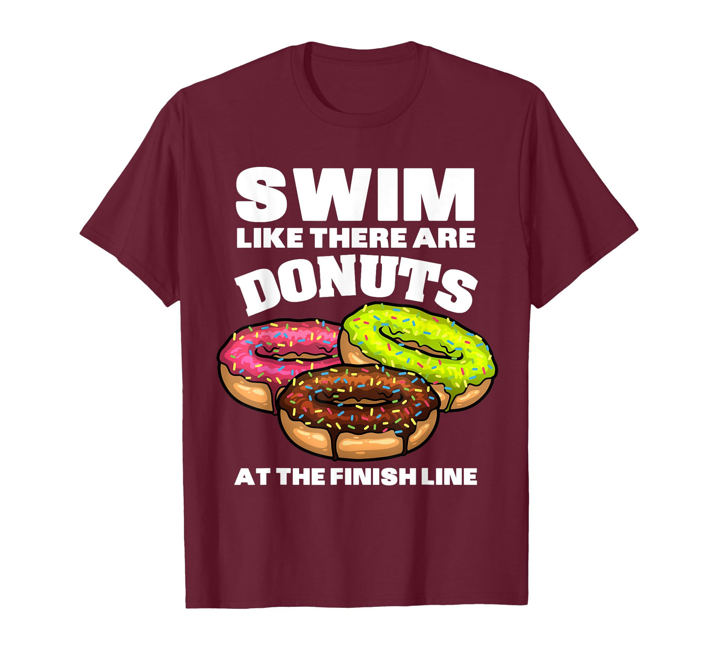 Funny Swimming Donut Design Men Women Swimmer Sports Athlete T-Shirt