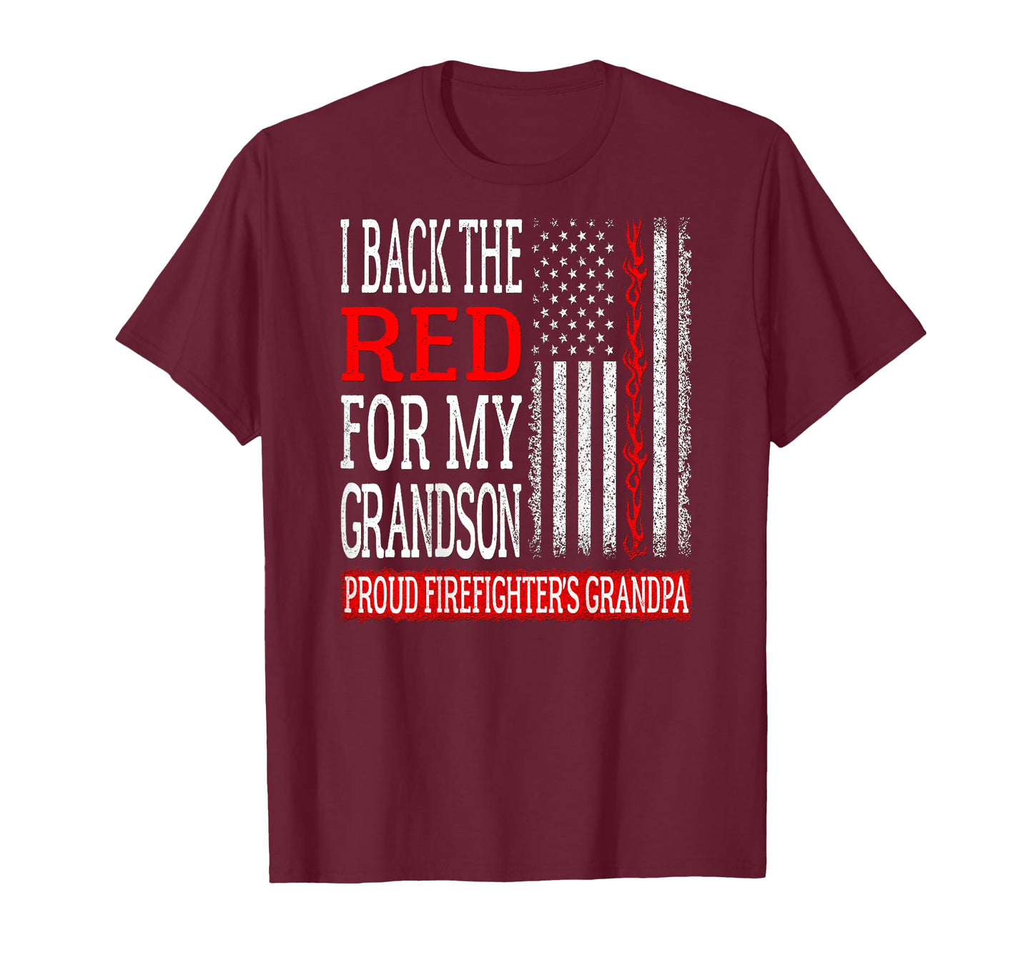 Mens I Back The Red For My Grandson Firefighter's Grandpa Family T-Shirt