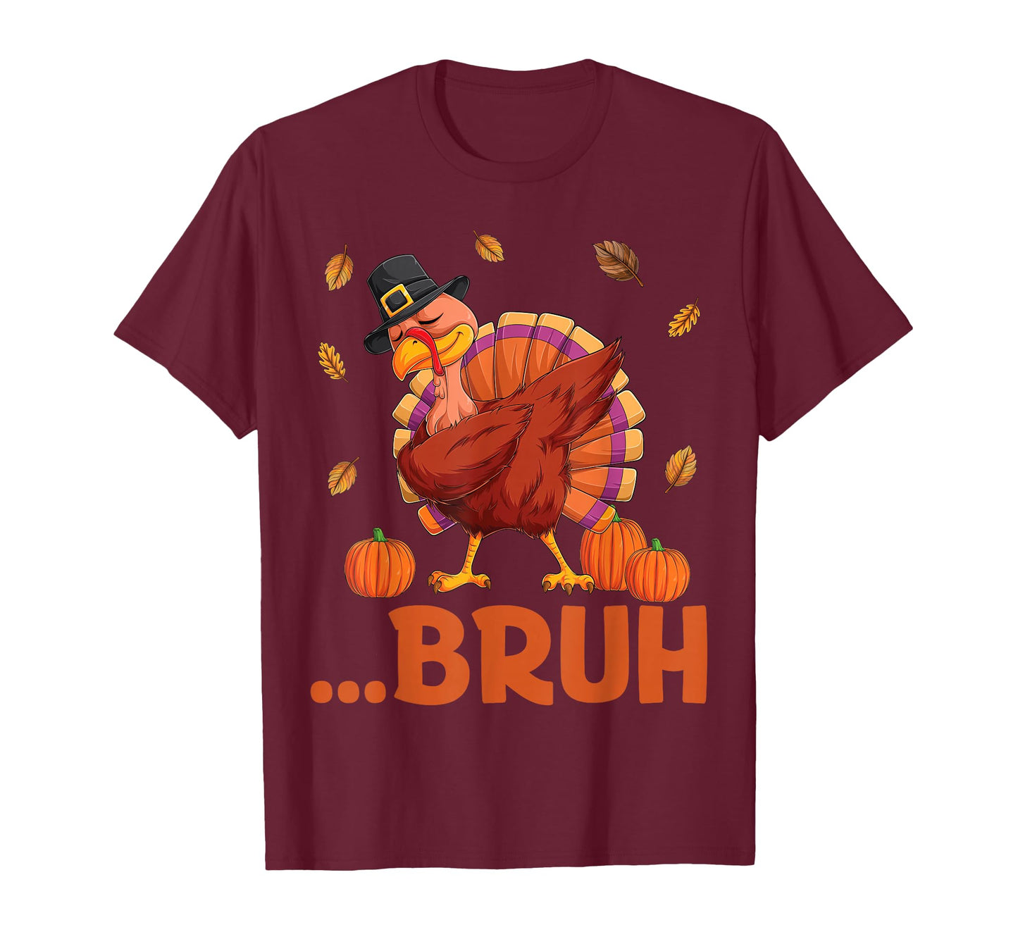 Bruh Dabbing Turkey Boys Kids Mens Thanksgiving Funny T-Shirt