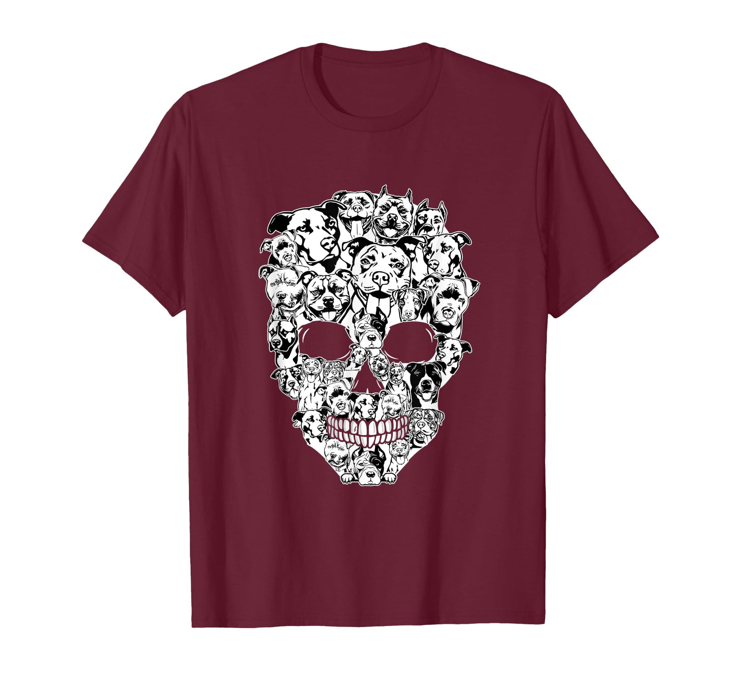 Funny Pitbull Skull Dog Skeleton Halloween T-Shirt for Men Women Kids