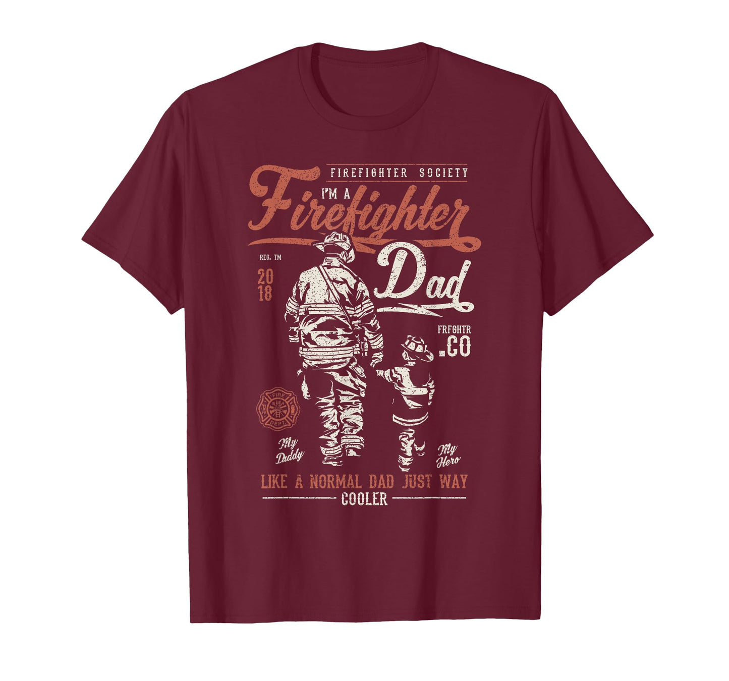 Distressed Firefighter Dad Shirt Men Fathers Day Fireman T-Shirt