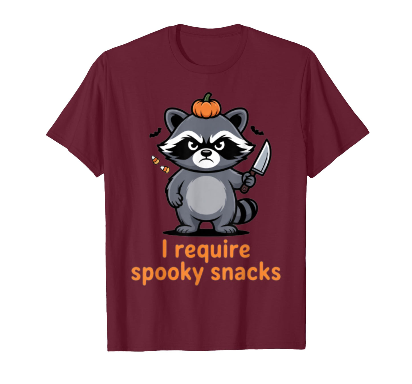 I Require Spooky Snacks Angry Raccoon Halloween T-Shirt