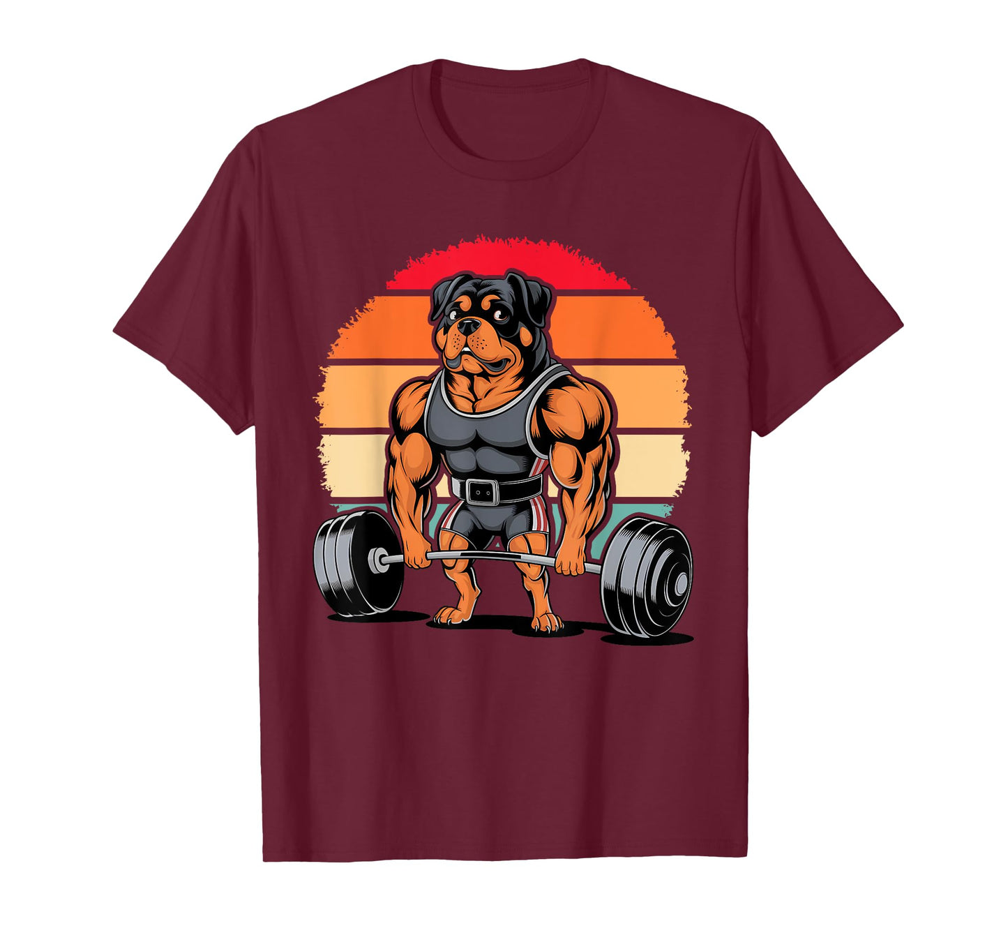 Muscle Rottweiler Dog Deadlifting Gym Weightlifting Workout T-Shirt