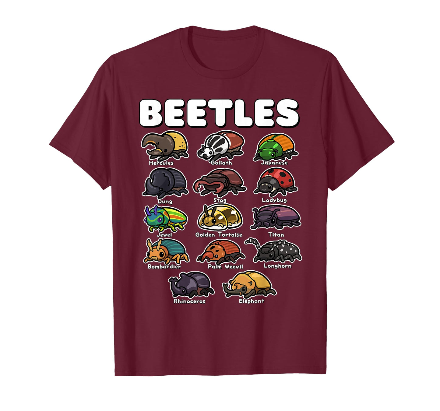 Cute Beetles Collection Funny Insect Cartoon Entomology Art T-Shirt