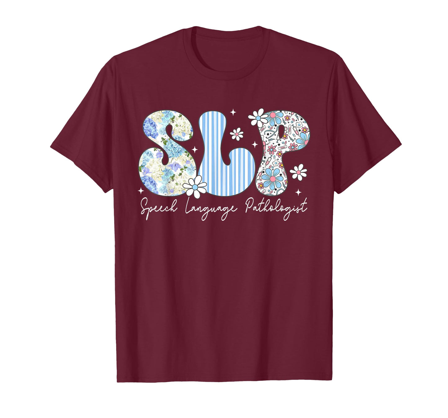 SLP Floral Speech Therapy Retro SLP OT PT Team T-Shirt