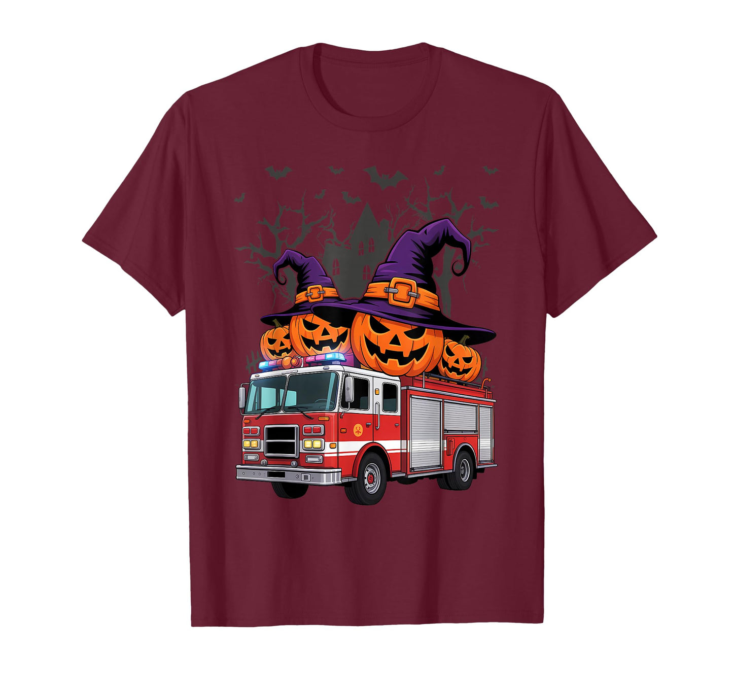 Kids Firetruck Pumpkin Firefighter Toddler Boys Halloween T-Shirt