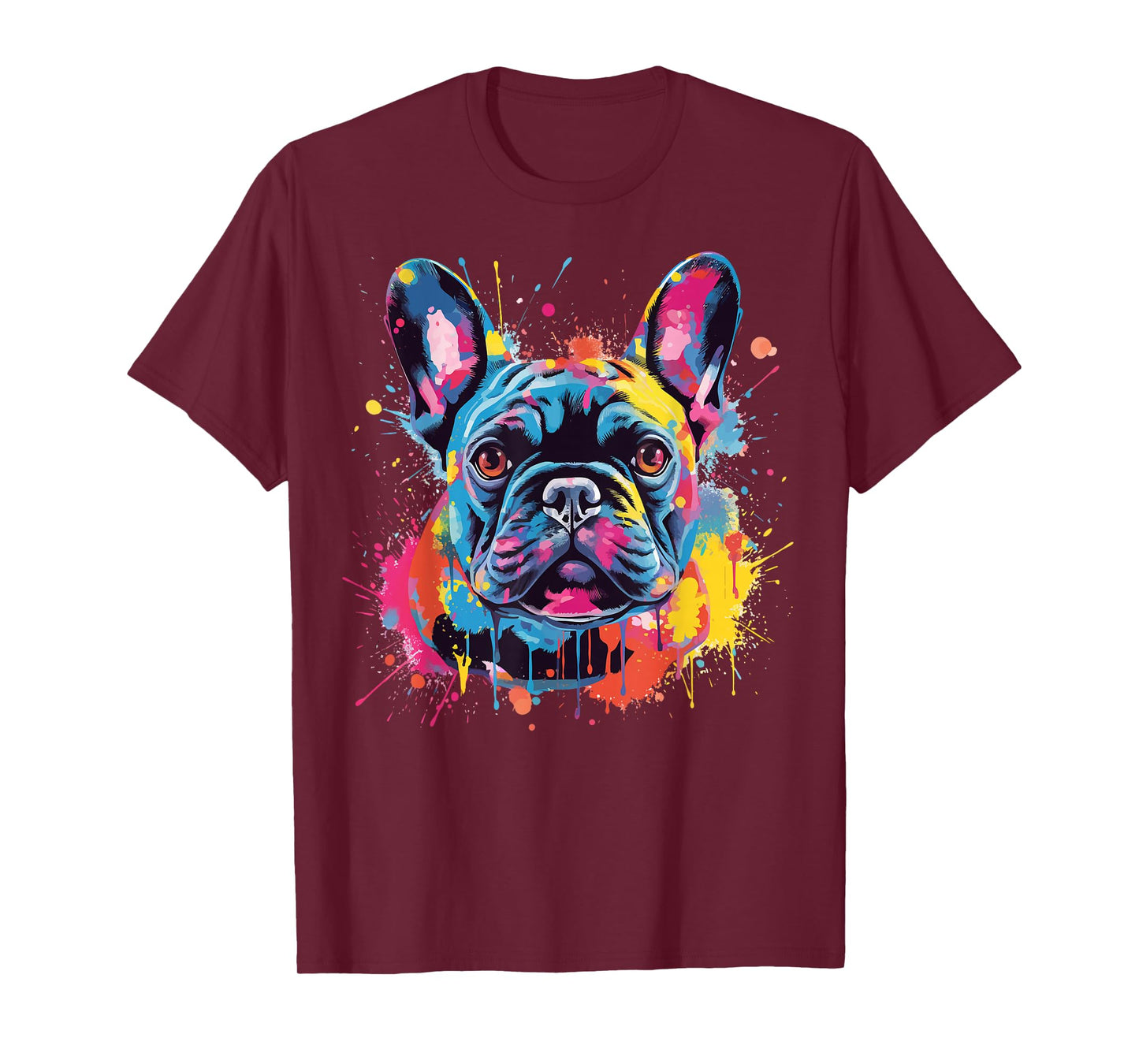 Colorful French Bulldog Dog Splash Art T-Shirt