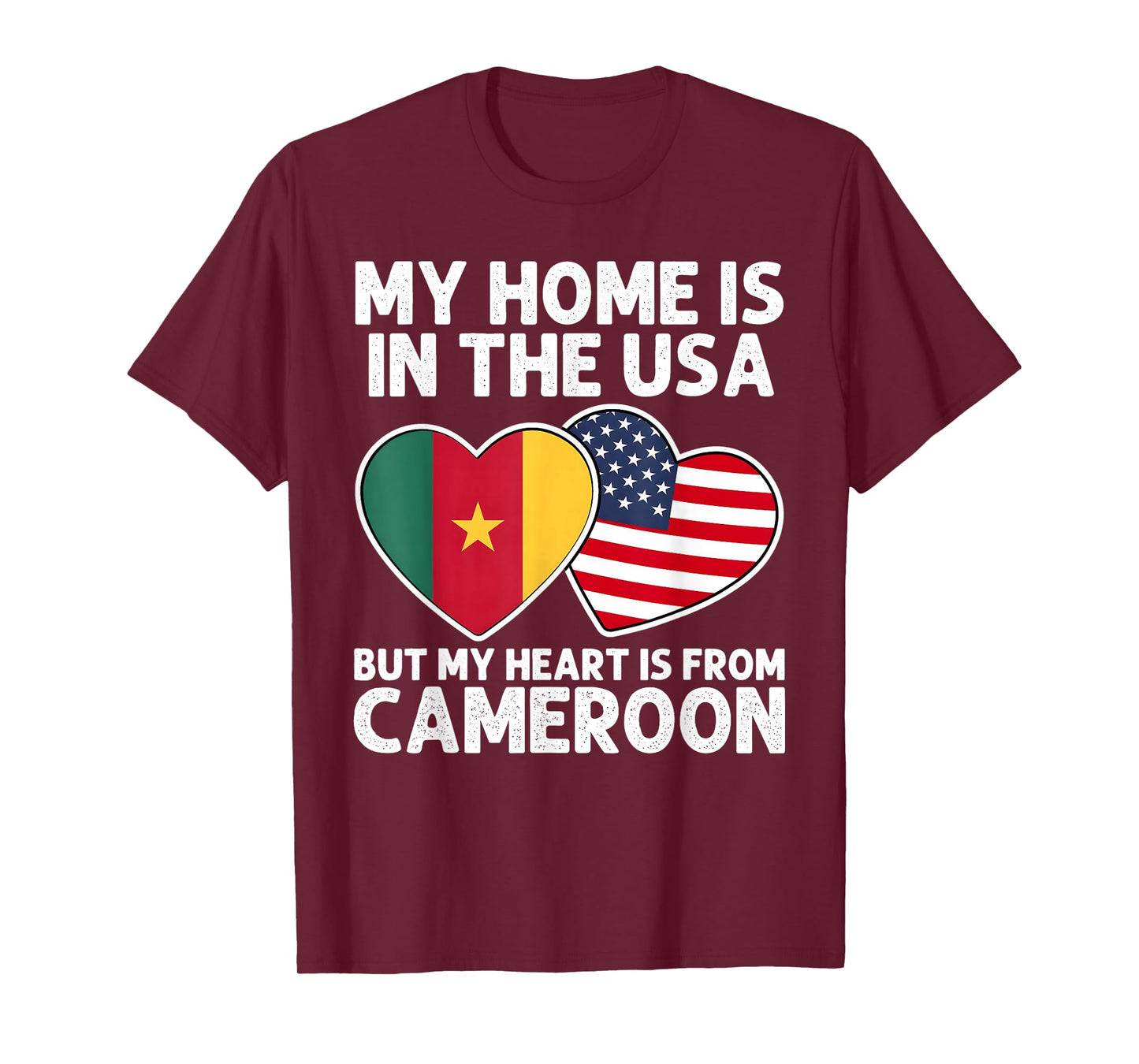 My Home USA My Heart Cameroon Cameroonian American Pride T-Shirt