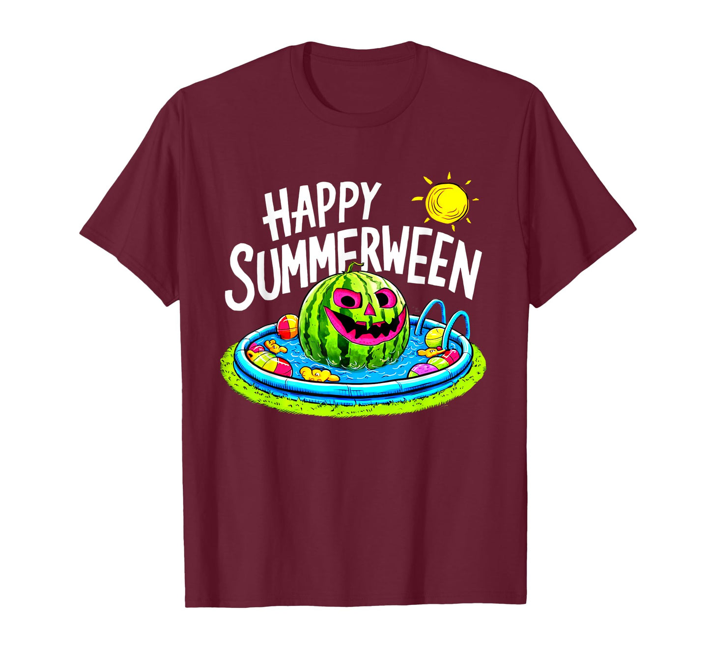 Happy Summerween Summer Watermelon Jack-o-lantern Halloween T-Shirt