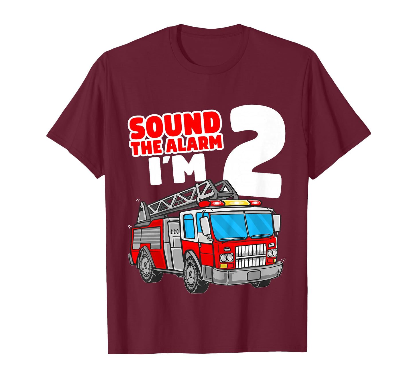 Kids Fire Truck 2 Year Old Firefighter 2nd Birthday Boy Toddler T-Shirt