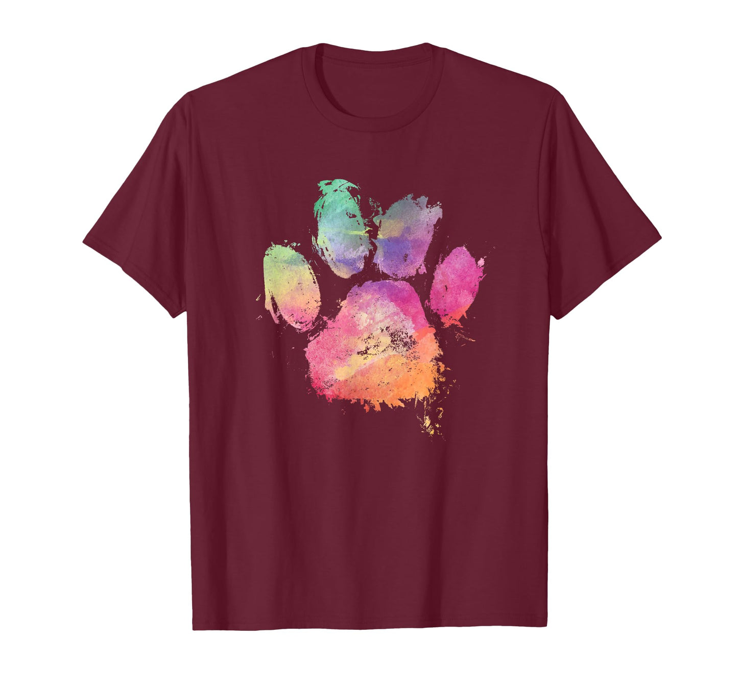 Cat Dog Paw Print Watercolor Rainbow Abstract Animal Lover T-Shirt