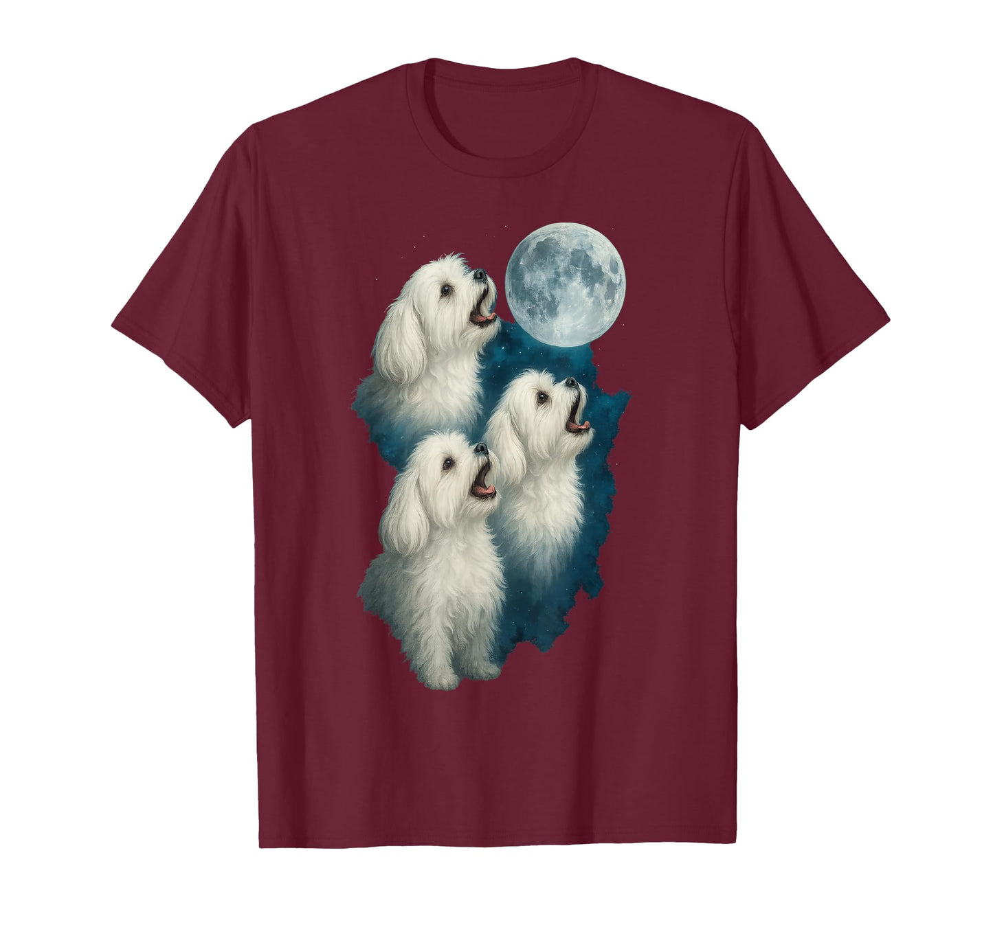 Three Maltese Howling At The Moon 3 Maltipoo Moon T-Shirt