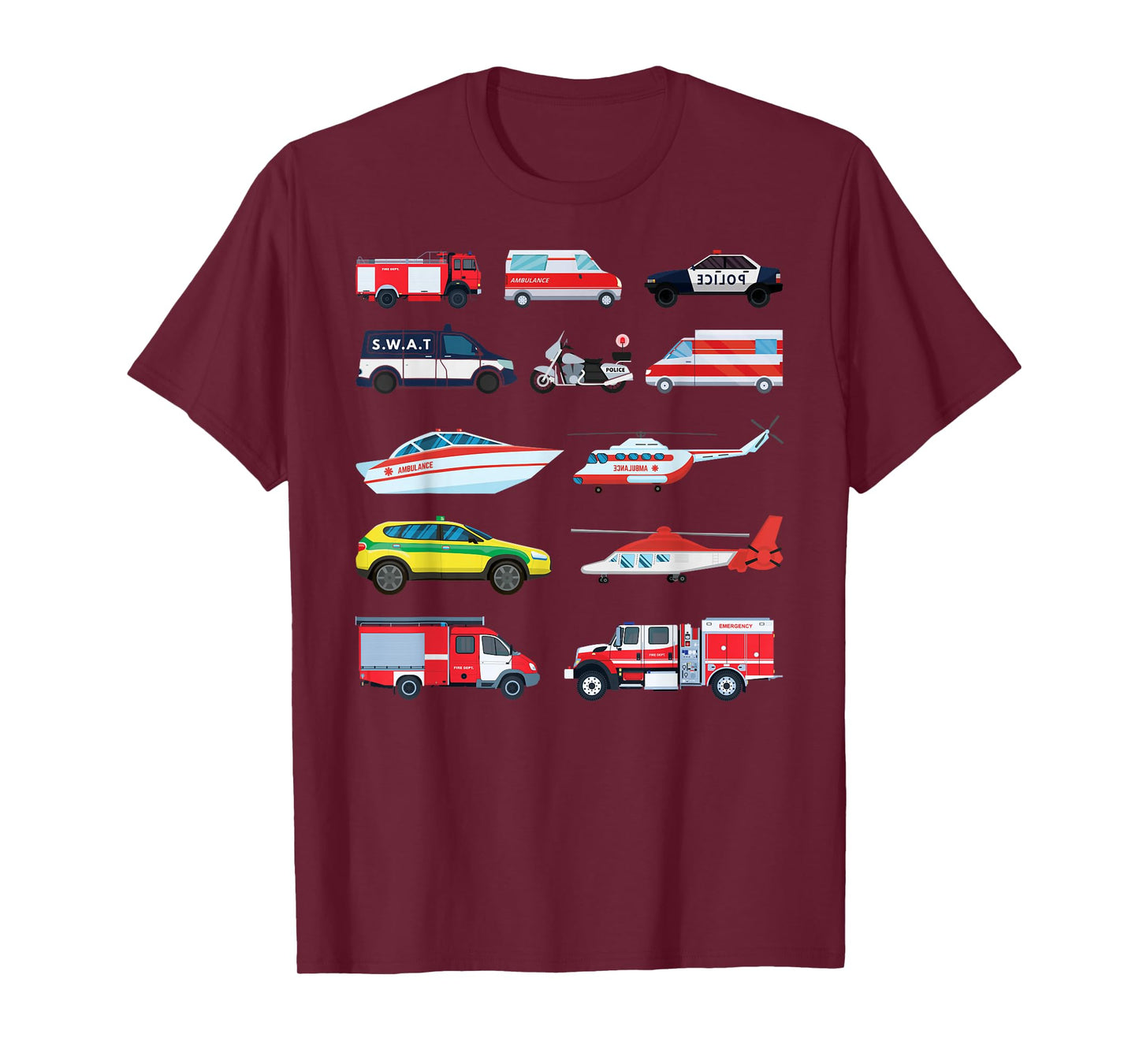 Emergency Vehicles, Emergency Boy and Girl T-Shirt