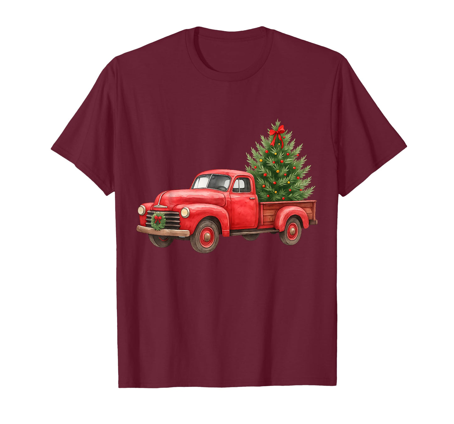 Vintage Red Truck Christmas Tree Winter Season T-Shirt