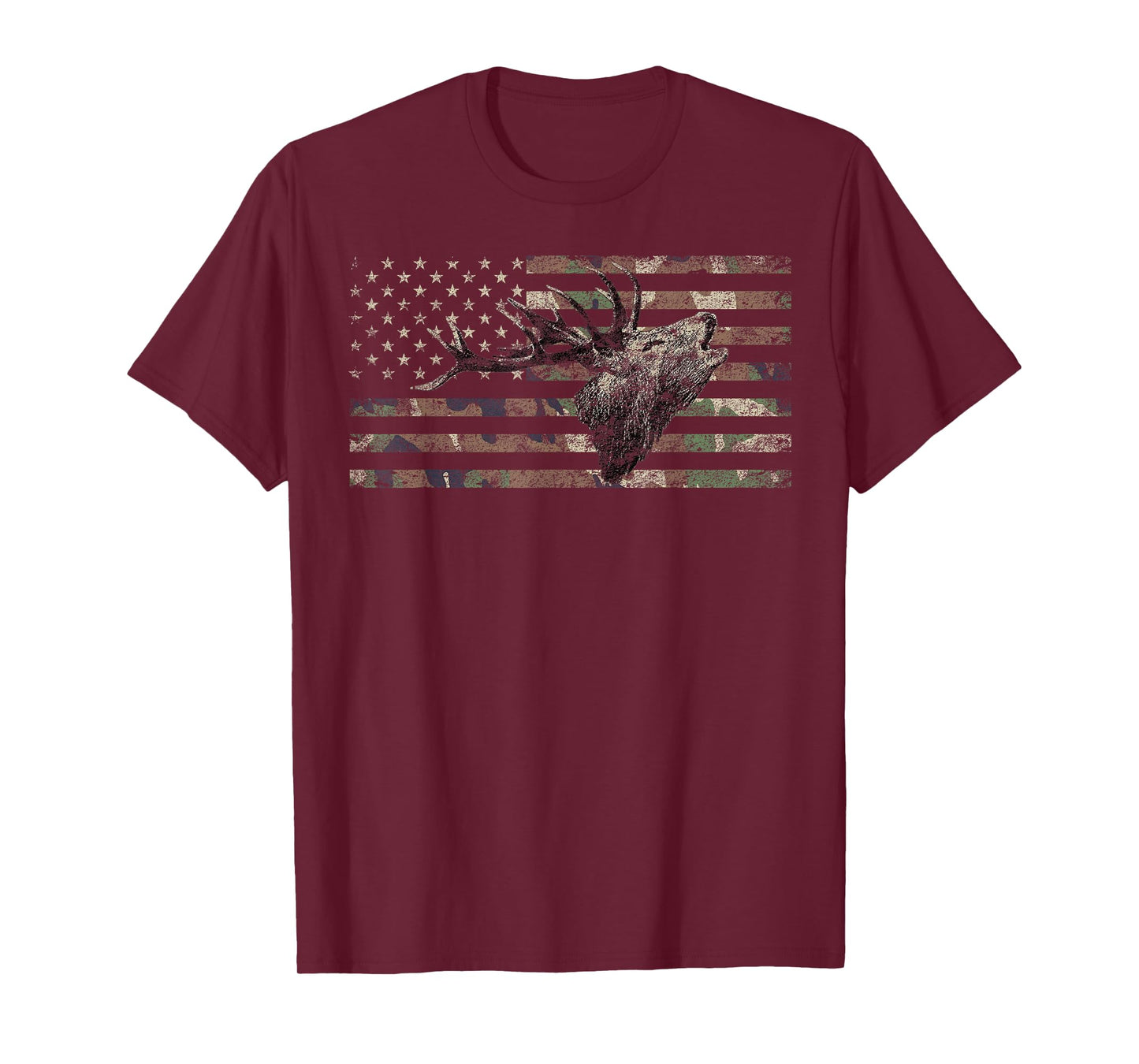 Deer Hunting Camo American Flag Buck Calling Hunter Country T-Shirt