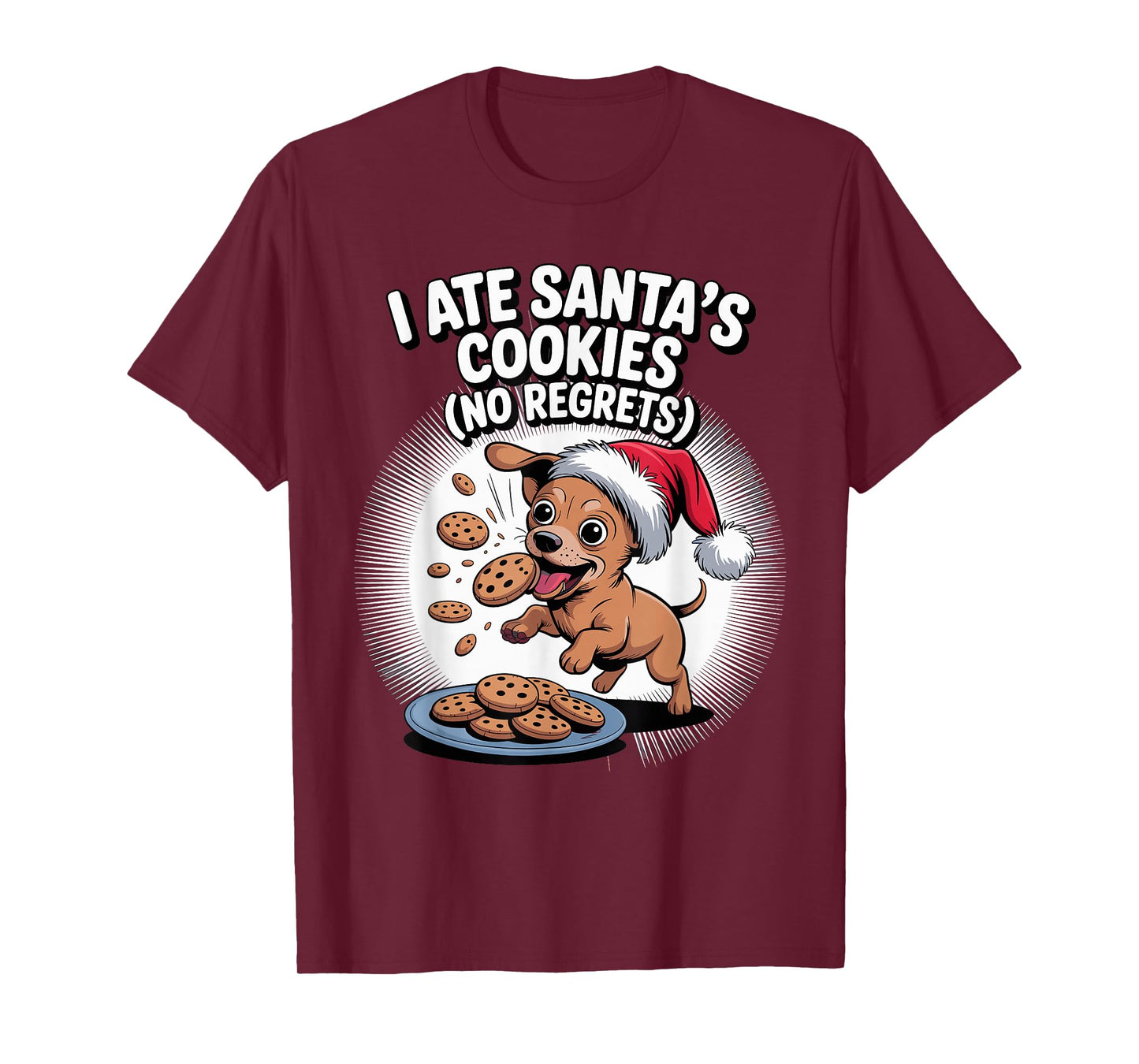 I Ate Santas Cookies Xmas Puppy Funny Christmas Chiweenie T-Shirt