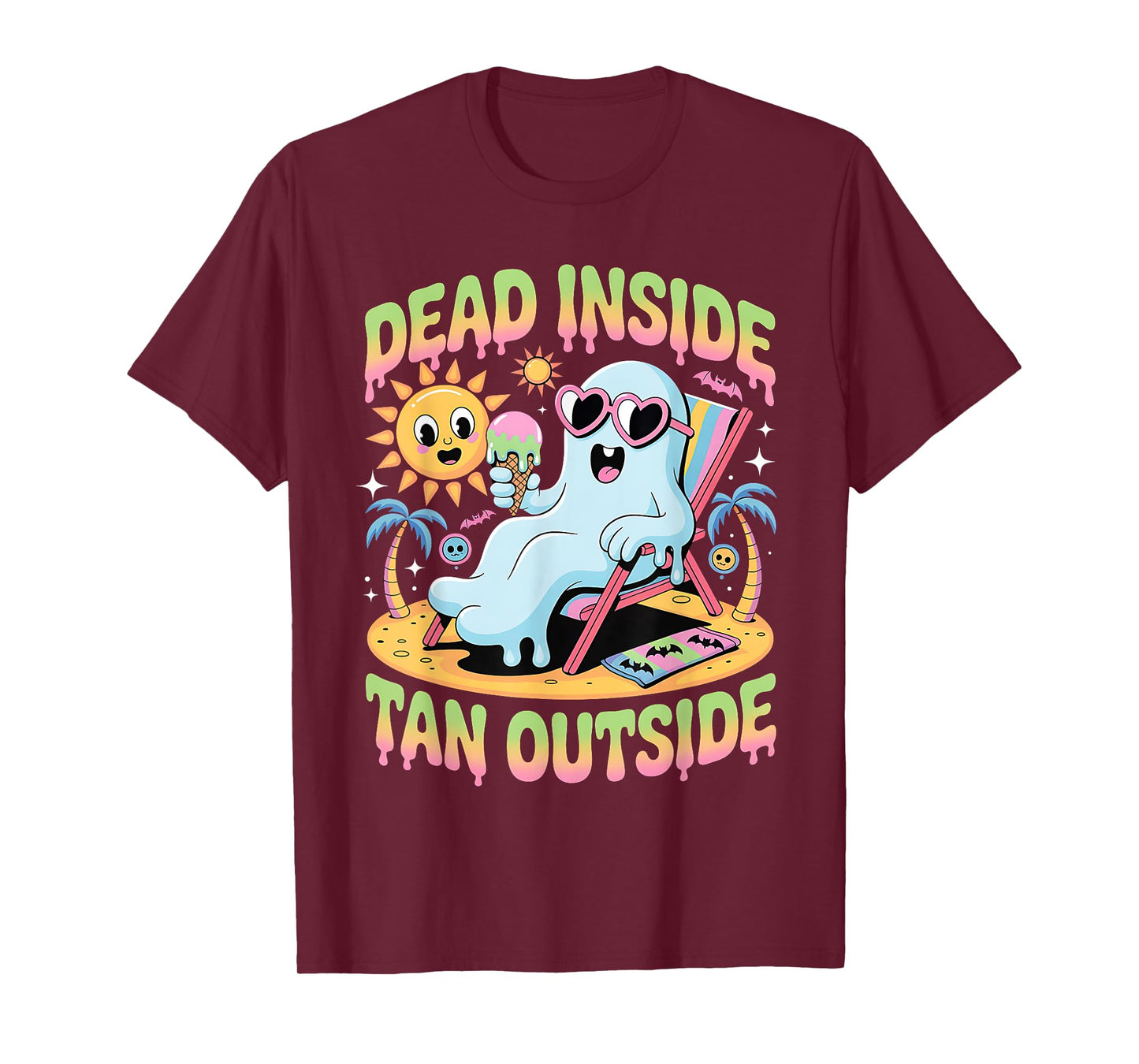 Dead Inside Tan Outside Funny Ghost Summerween T-Shirt