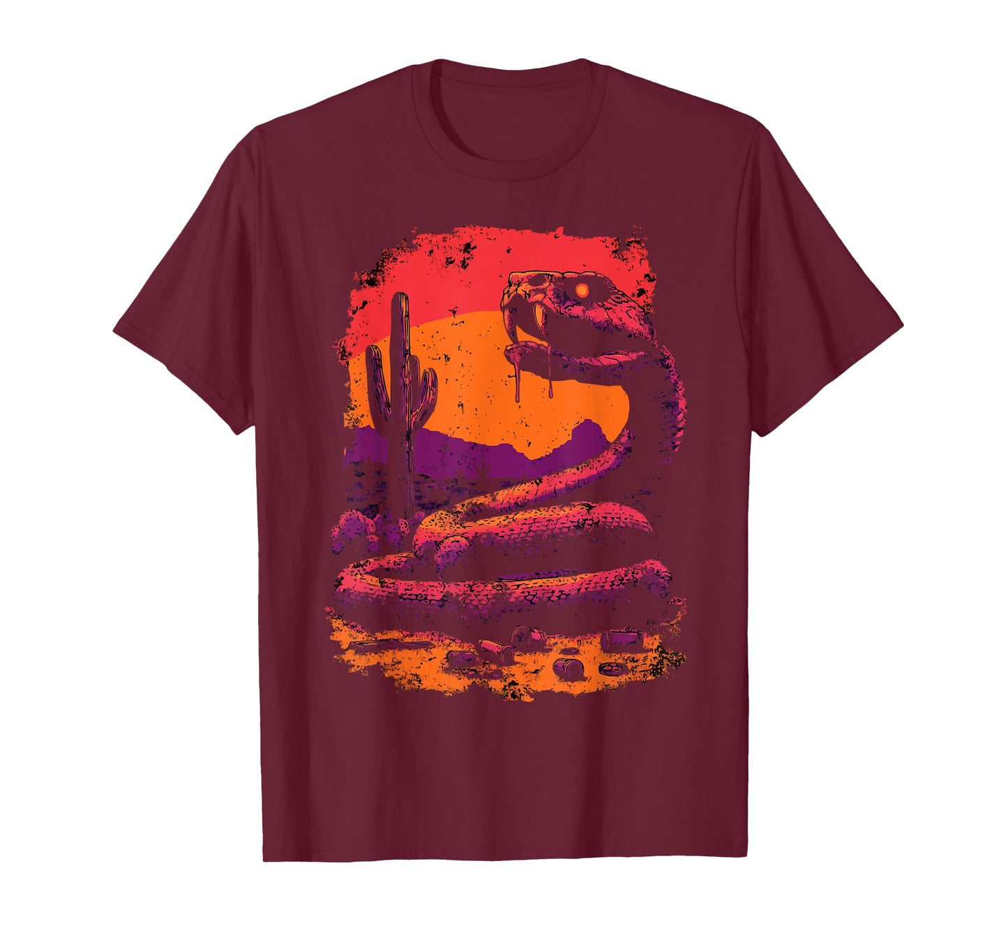 Creepy Rattlesnake with Desert Sunset Western Gothic Snake T-Shirt
