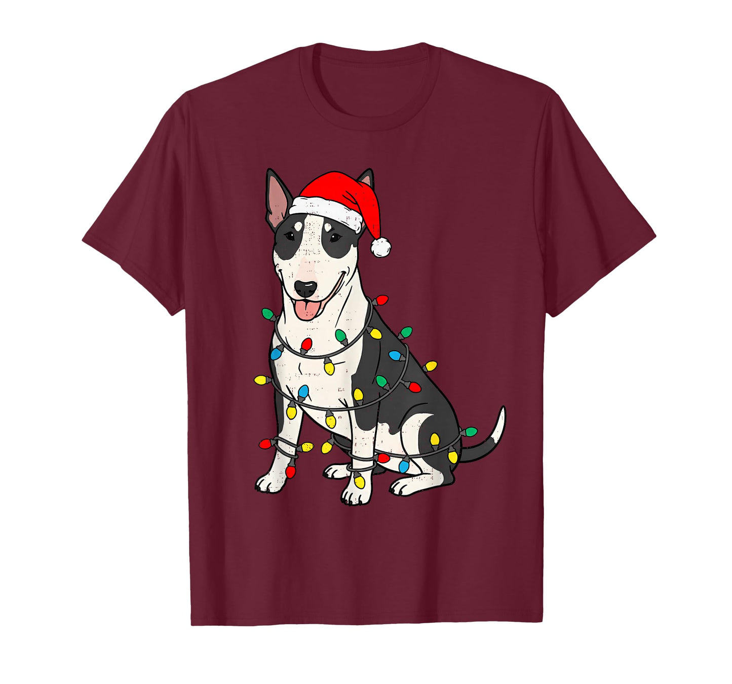 Bull Terrier Dog Christmas Lights Santa Xmas Pet Dog Lover T-Shirt
