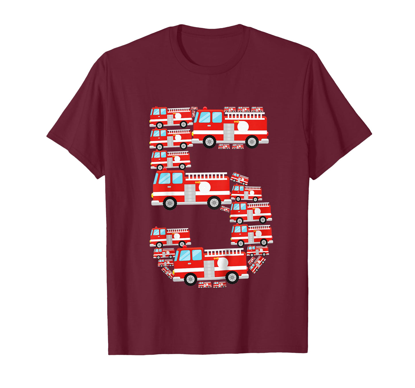 Kids Fire Truck 5th Birthday Boy 5 Year Old Toddler Firefighter T-Shirt