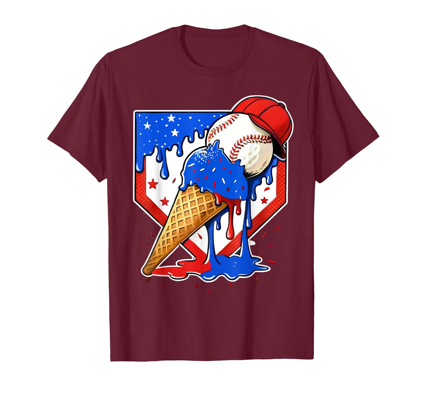 Baseball Drip Boys Home Plate Ice Cream Respect The Drip T-Shirt