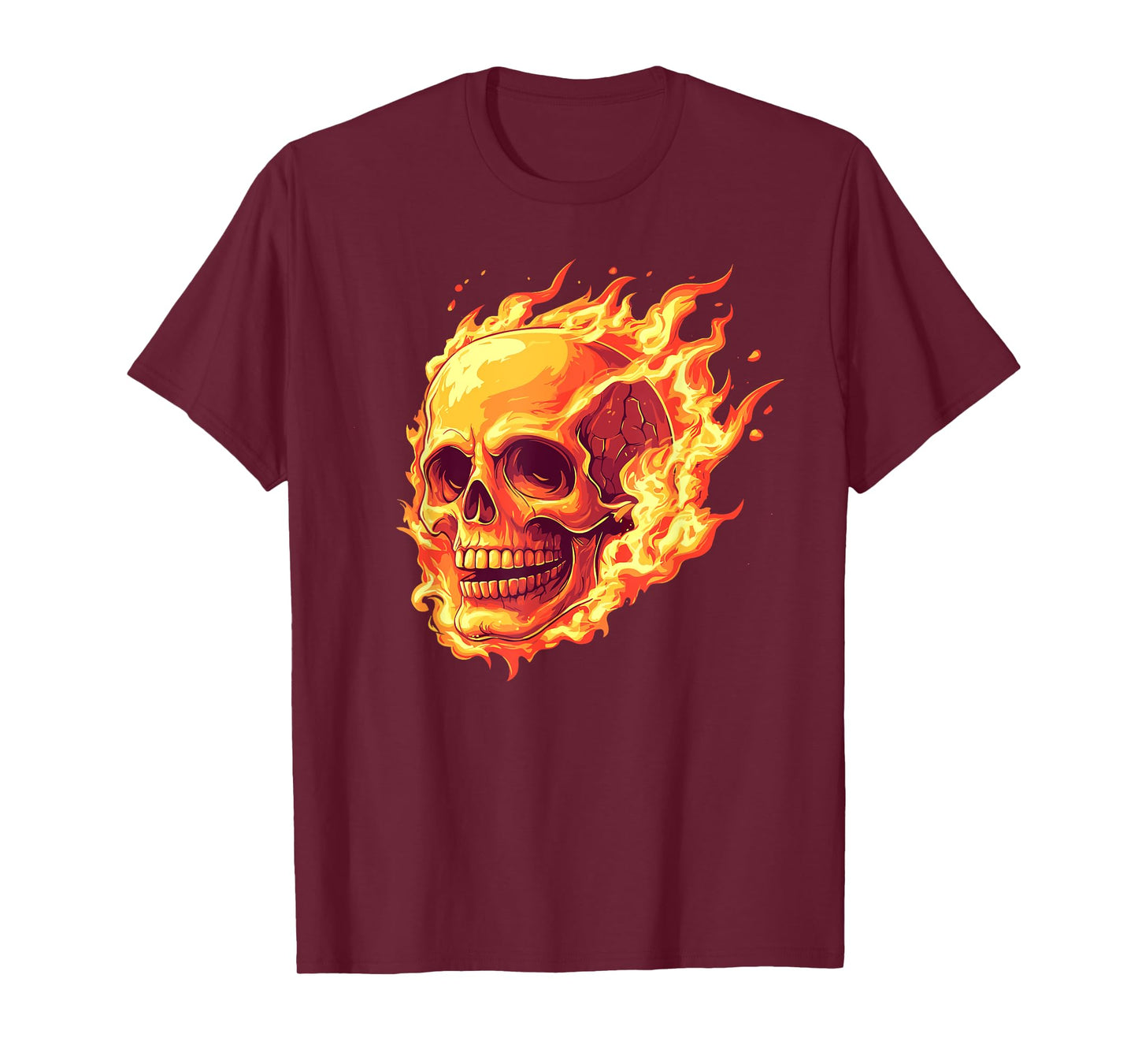 Skull on fire, flame, Rock, modern and design! T-Shirt