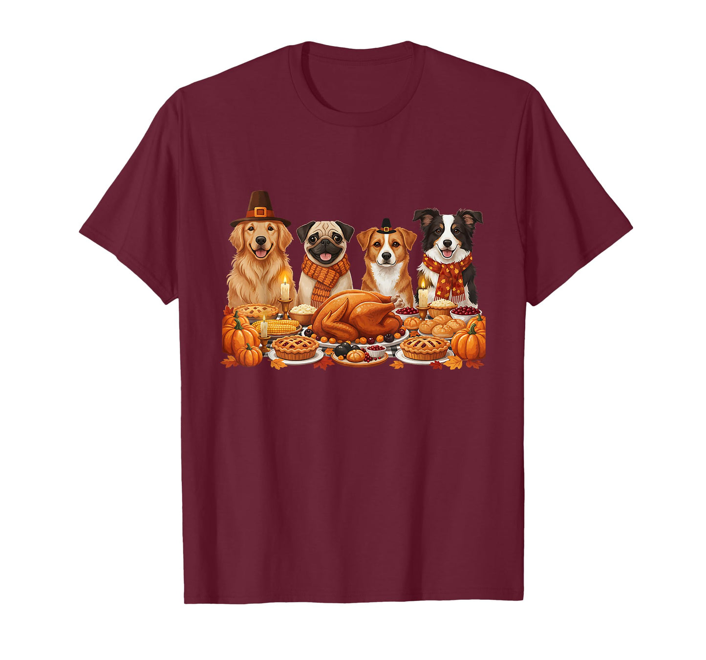 Funny Thanksgiving Dogs Dinner Feast Fall Dog Lovers T-Shirt