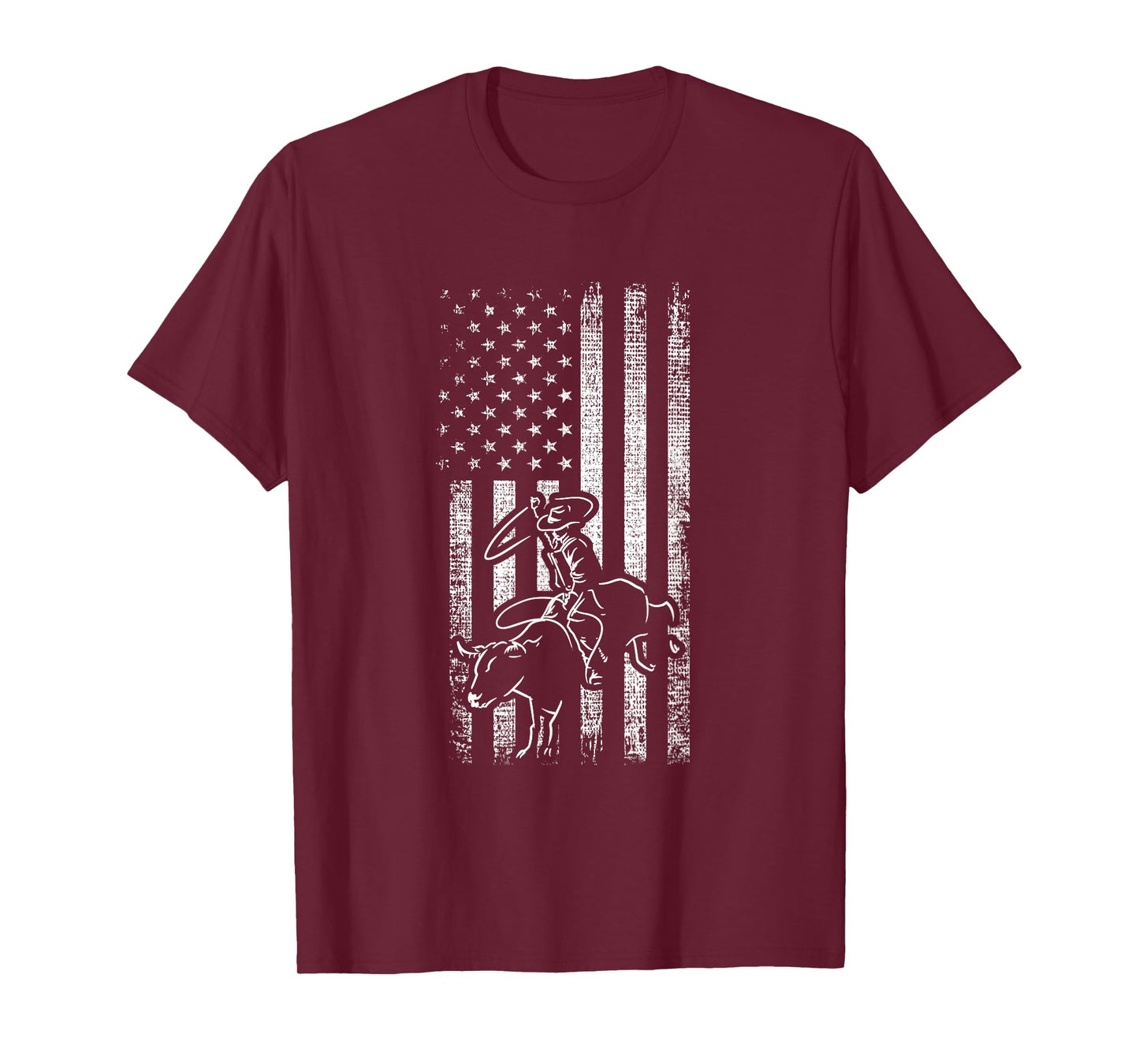 American Rodeo Bull riding Retro grunge USA Vintage Flag T-Shirt