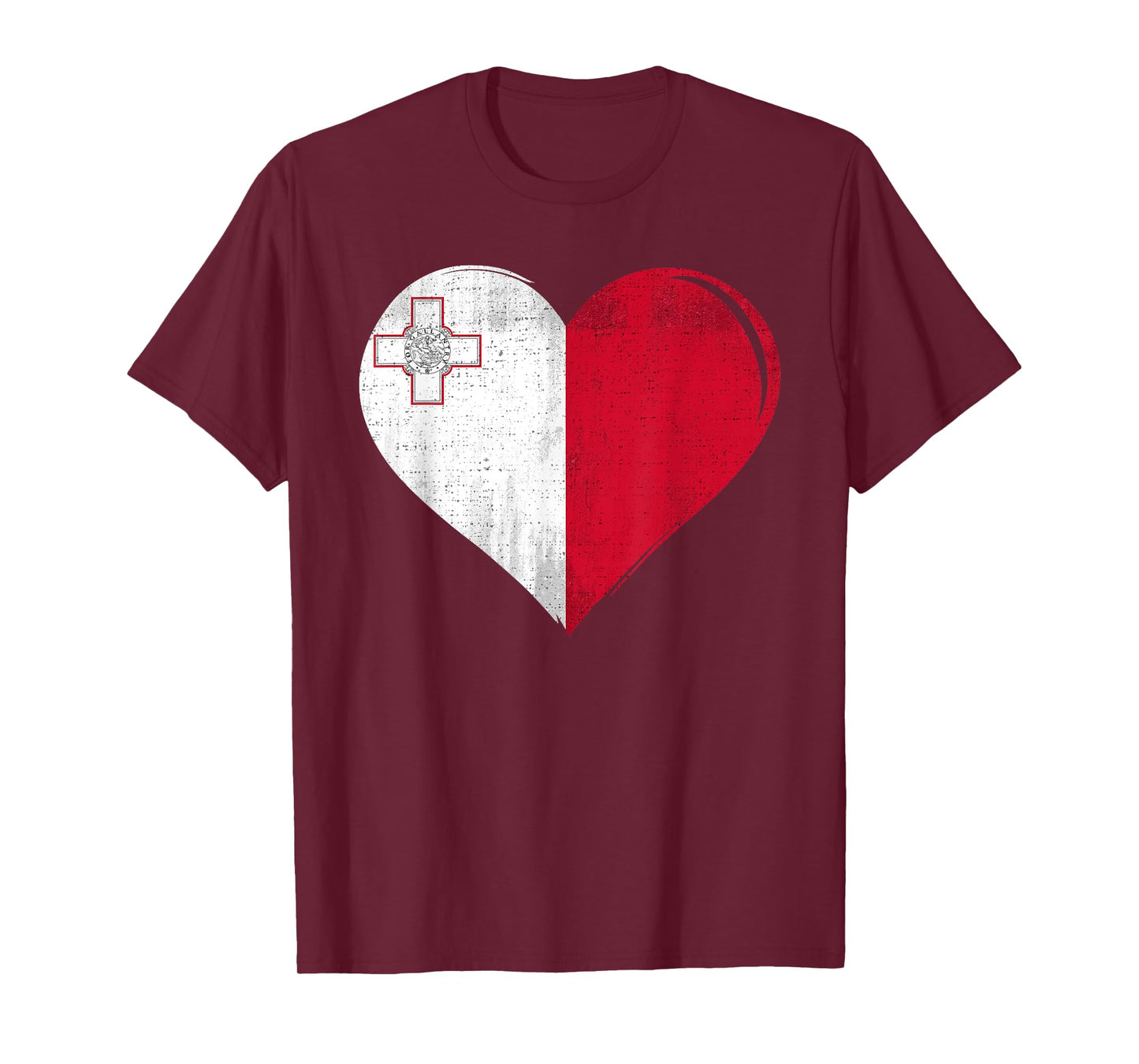 Vintage Malta Flag Heart For Maltese T-Shirt