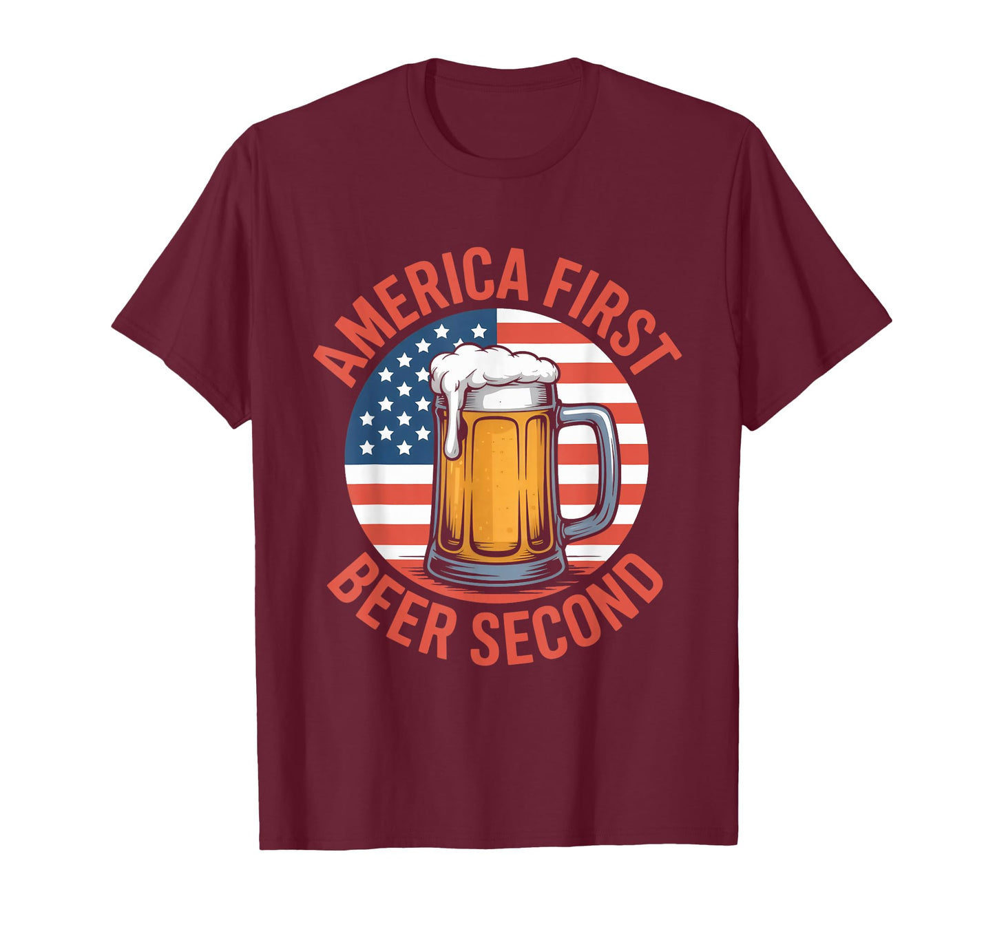 America First Beer Second Patriotic BBQ Drinking T-Shirt