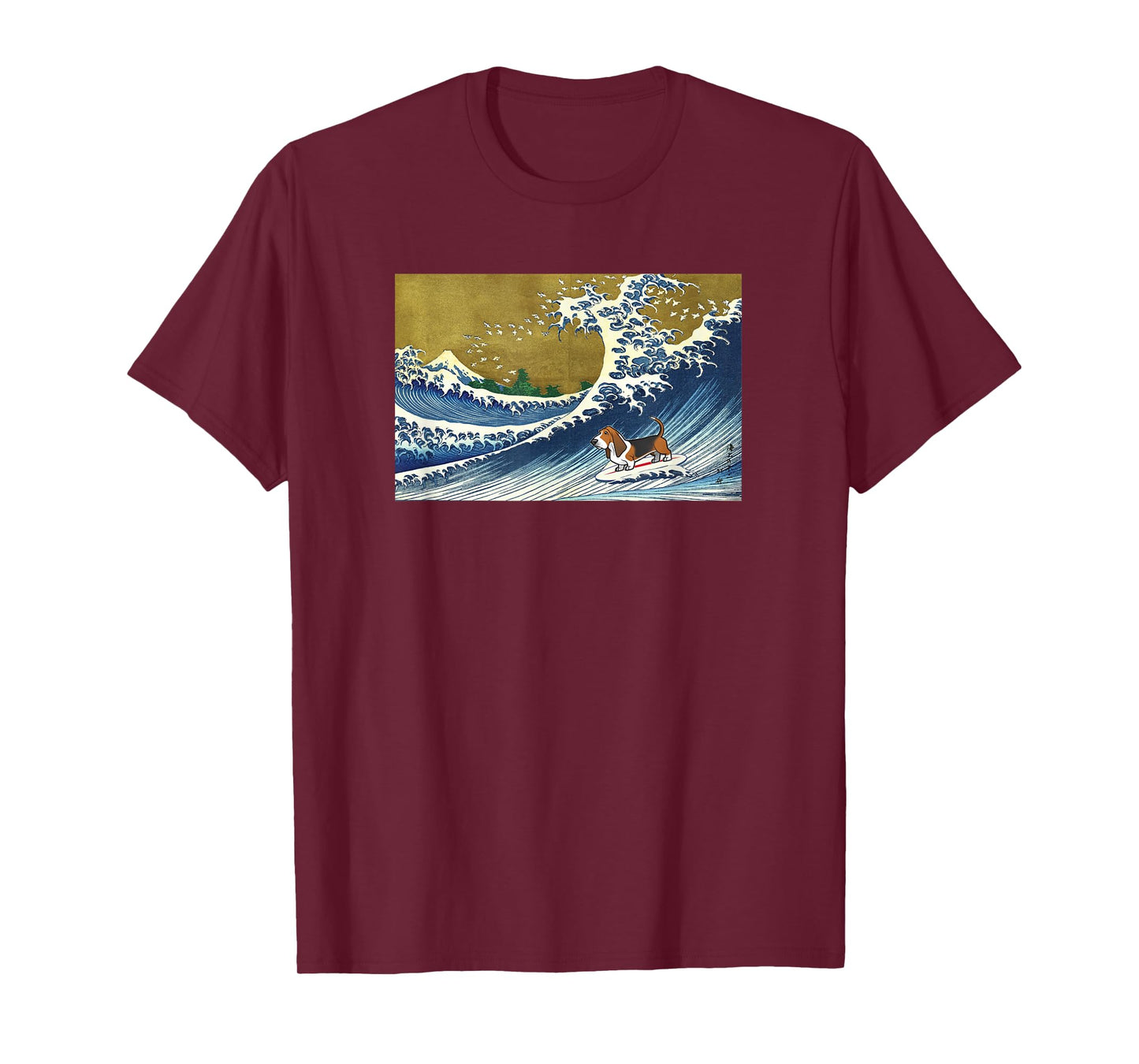 Funny Retro Vintage Surfing a Wave Basset Hound Lover T-Shirt