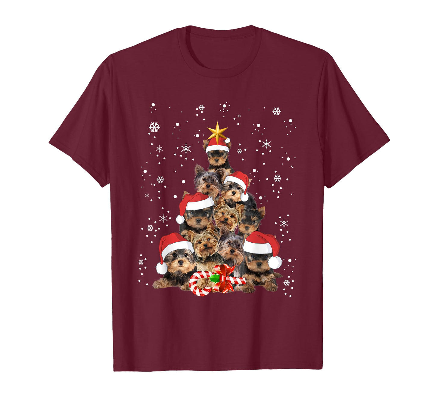 Yorkie Dogs Tree Christmas Sweater Xmas Pet Animal Dog Lover T-Shirt