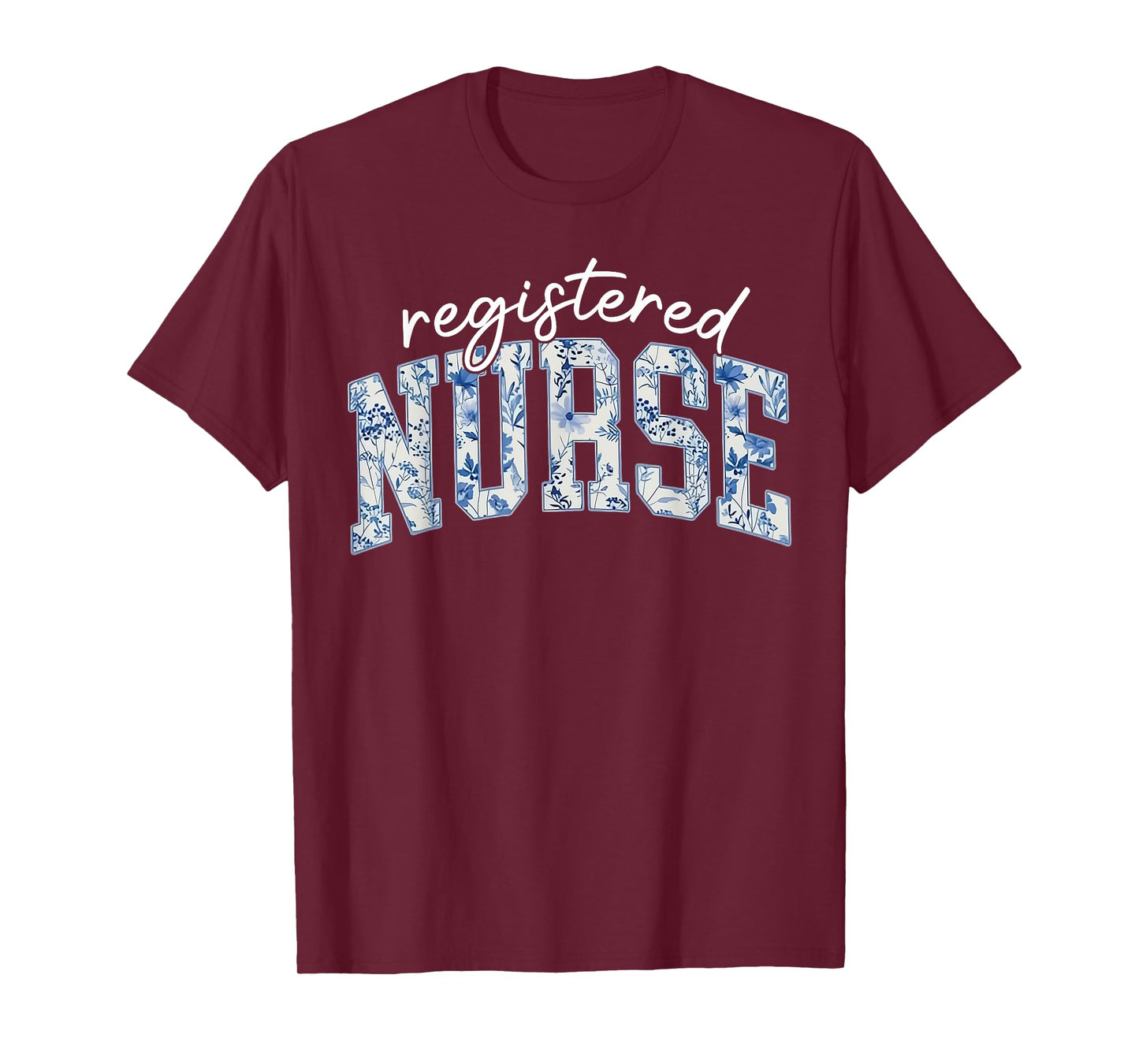 RN Nurse Registered Nurse Toile Blue Floral Women T-Shirt