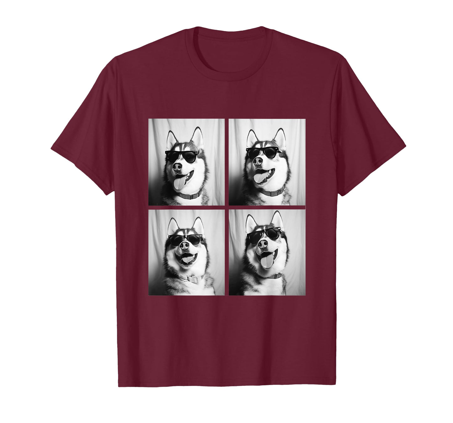 Funny Siberian Husky Dogs with Sunglasses Photos Pets Meme T-Shirt
