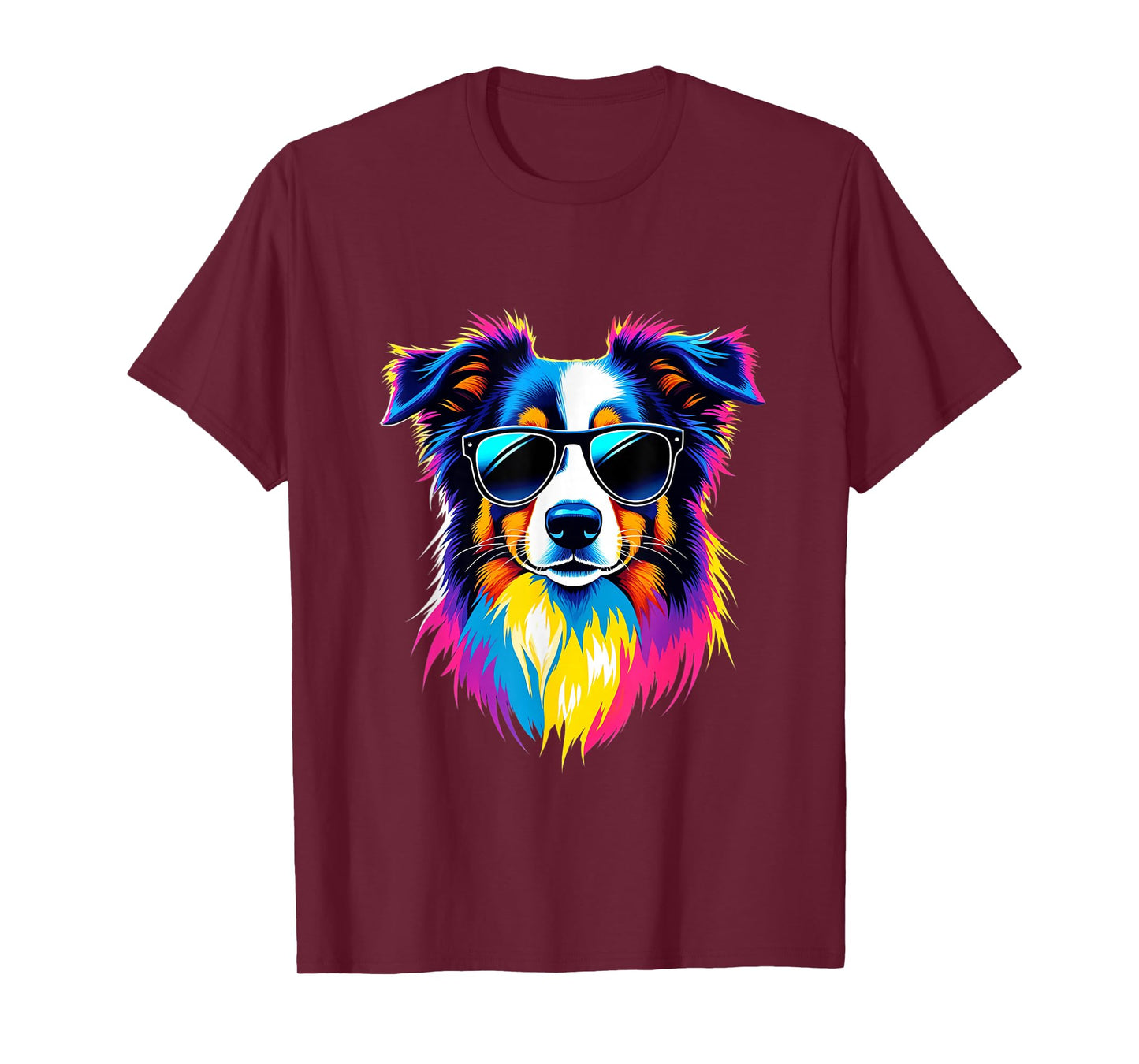 Funny Australian Shepherd with Sunglasses Pop Art T-Shirt