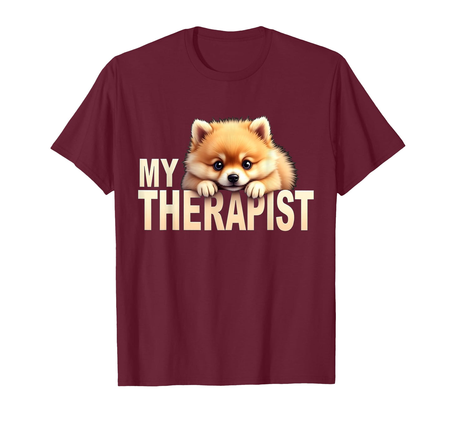 Funny Pom Puppy My Therapist Pomeranian Dog T-Shirt