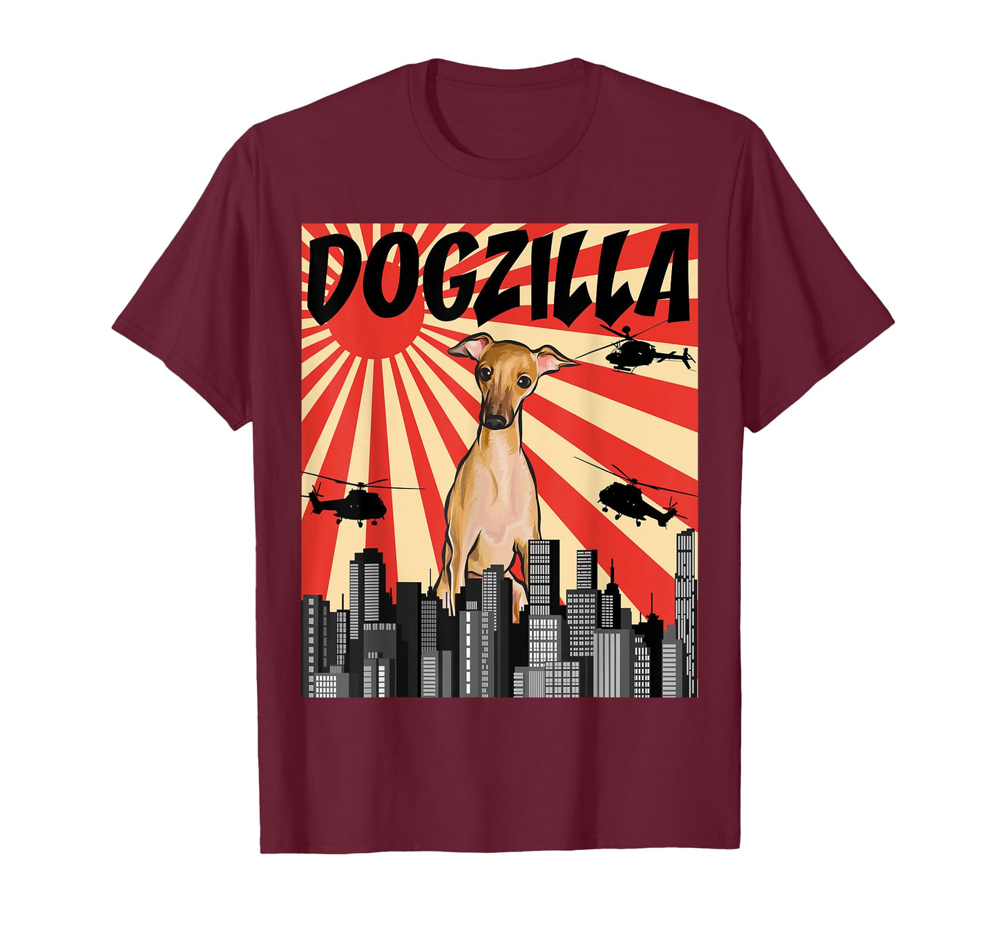 Retro Dogzilla Japanese Small Italian Gray Hound T-Shirt