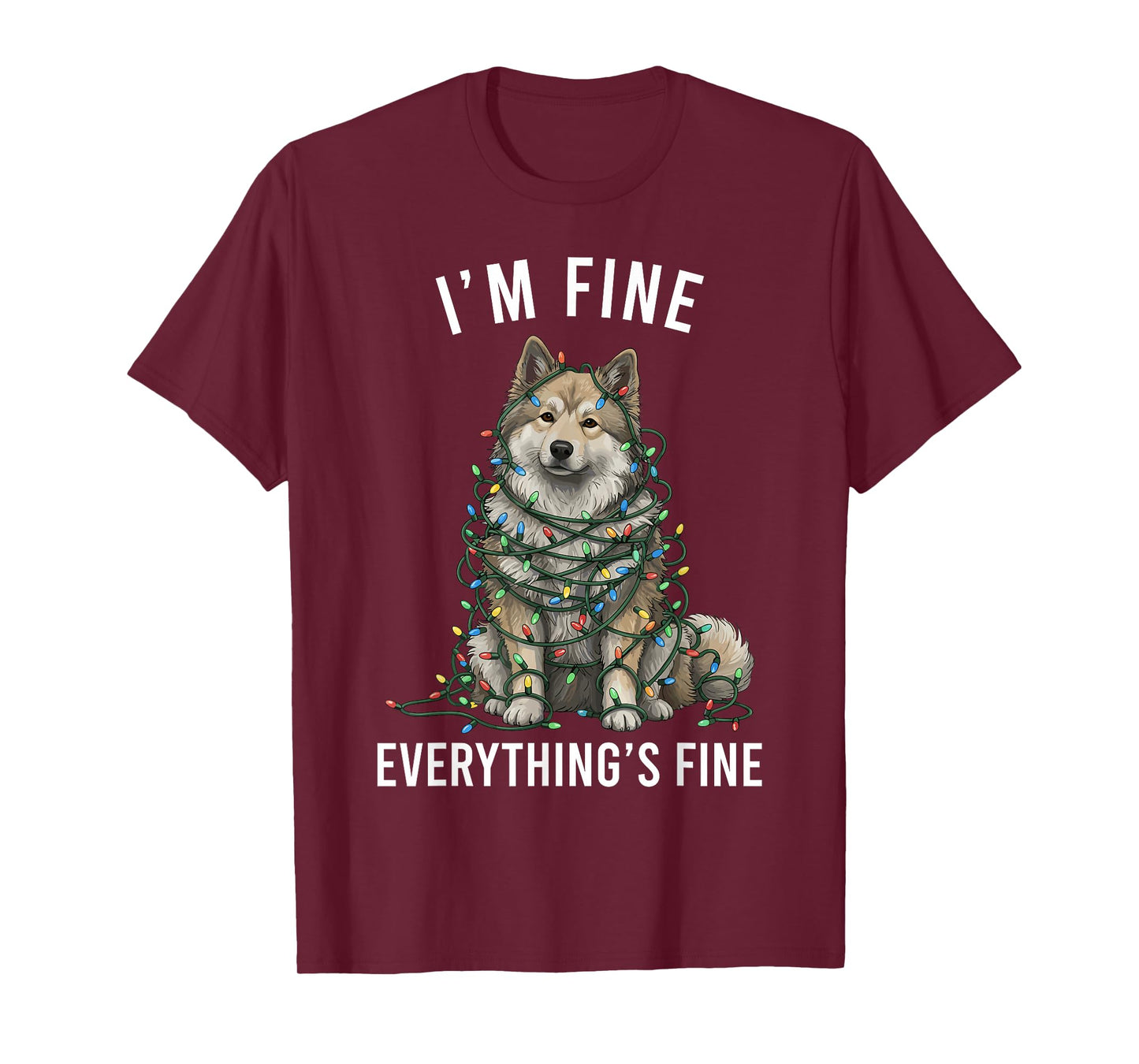 Keeshond Christmas I'm Fine Everything is Fine T-Shirt