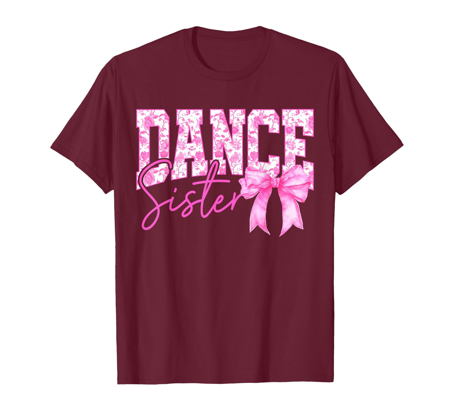 Dance Sister Coquette Bow Toile Pink Bow Floral Coquette Bow T-Shirt