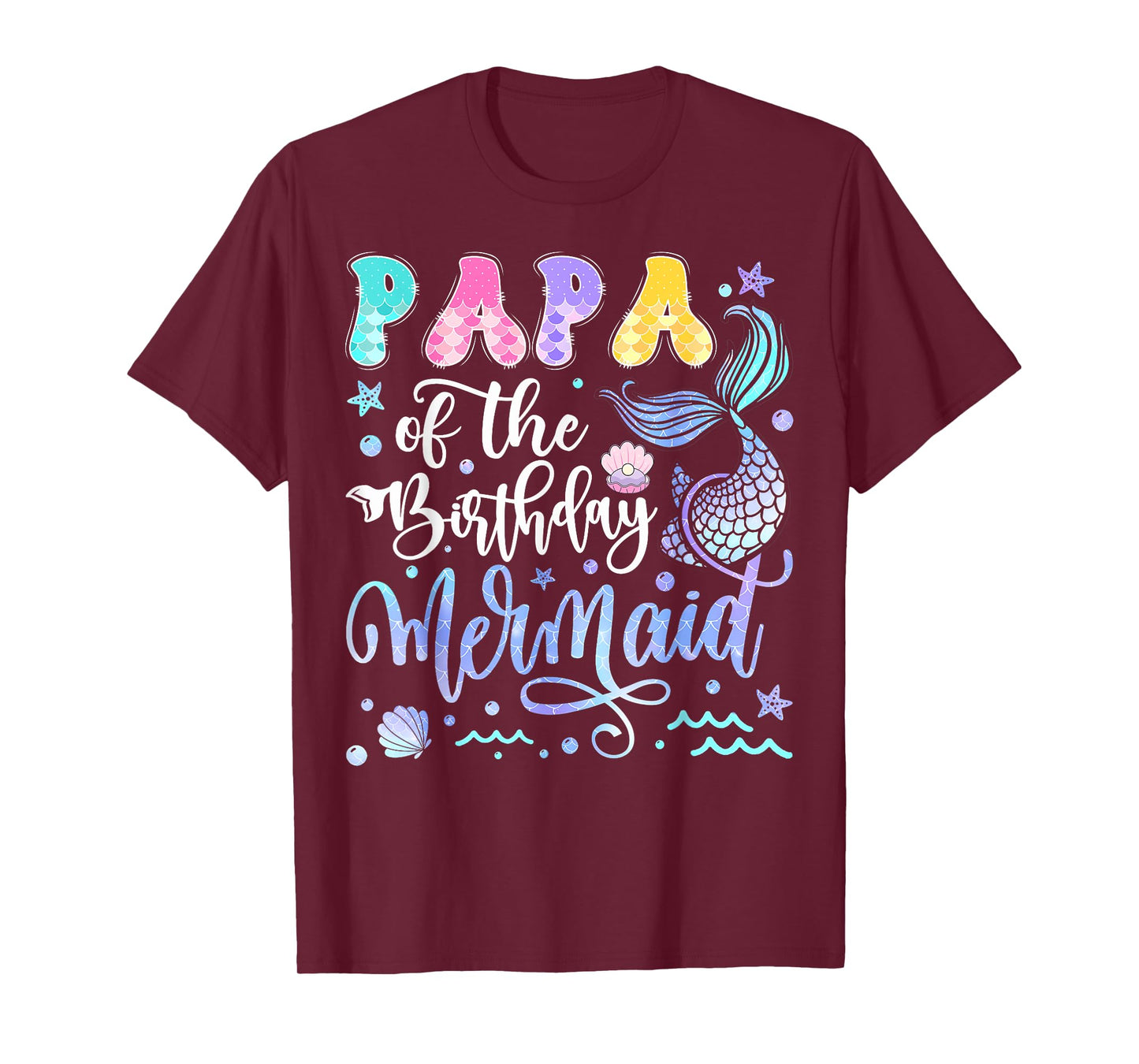 Papa Of The Birthday Mermaid Bday Girl Groovy T-Shirt