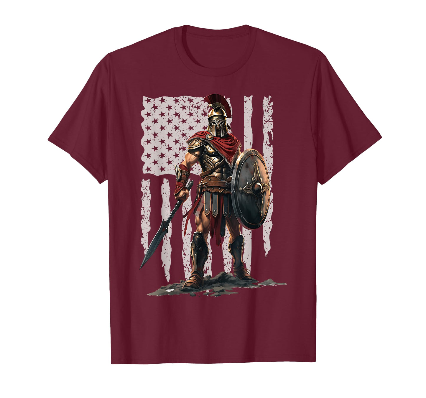 Spartan American Flag Patriotic USA Mens Womens Workout Tee T-Shirt