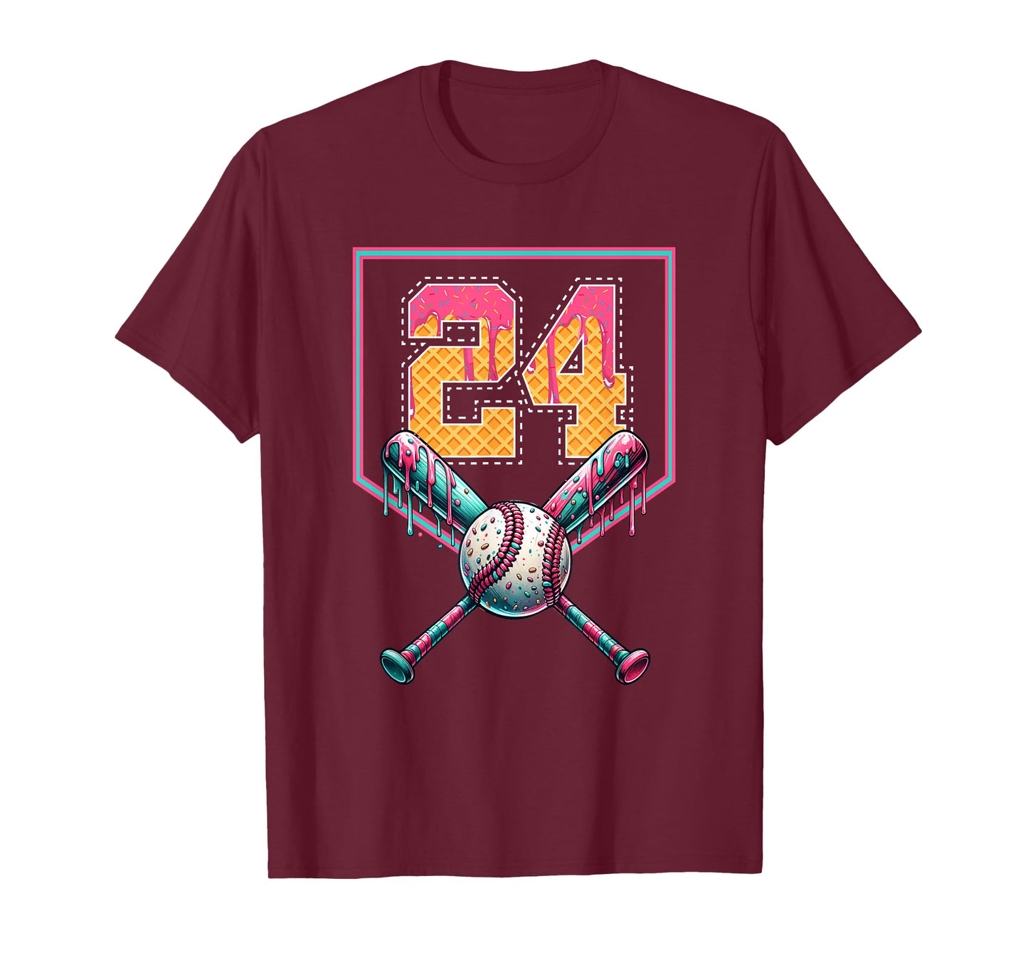 Baseball Drip Number 24 Player Or 24th Birthday T-Shirt