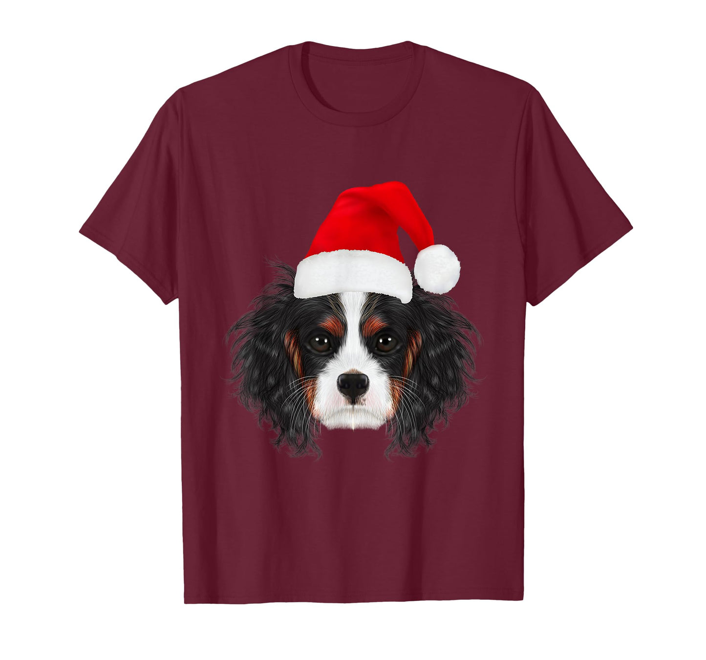 Cavalier King Charles Spaniel in Santa Hat Funny Christmas T-Shirt