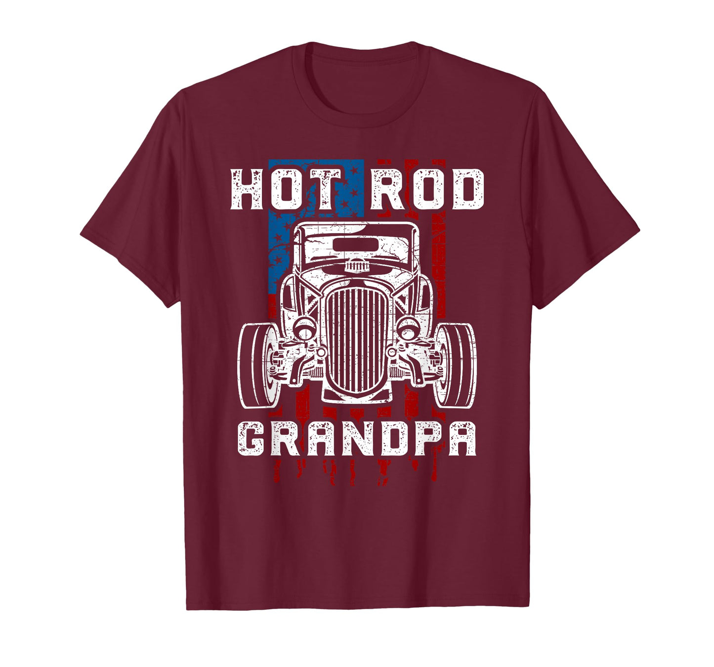 Hot Rod Grandpa Shirt Vintage Car American Flag Tee Women Men T-Shirt