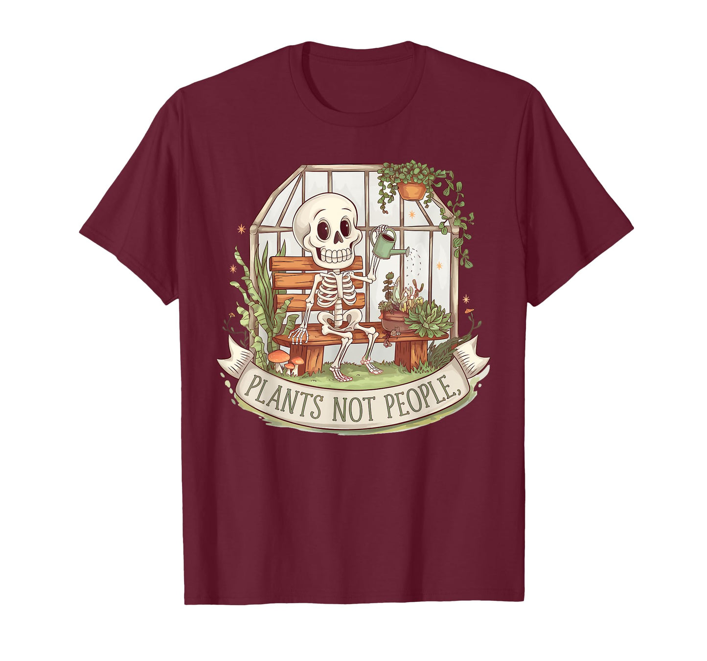 Plants Not People Plant Lover Skeleton Gardening Aesthetic T-Shirt