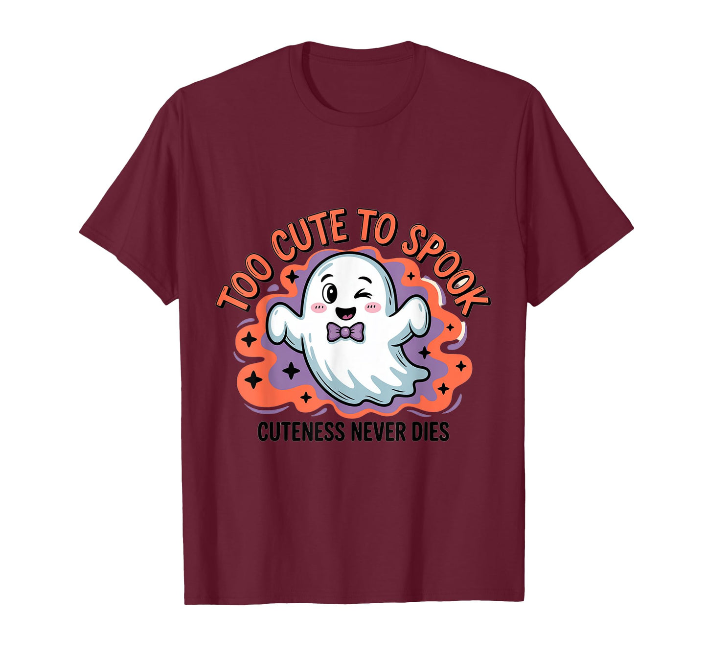 Too Cute To Spook Funny Kawaii Ghost Halloween Design T-Shirt