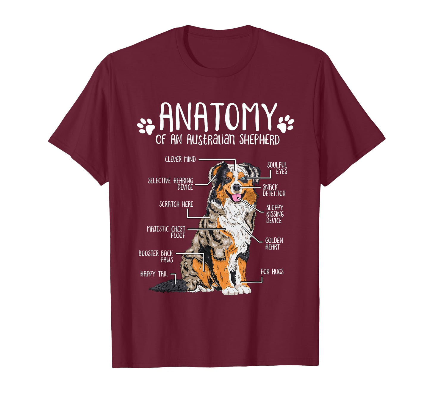 Funny Anatomy Australian Shepherd Dog Lover Aussie T-Shirt Small